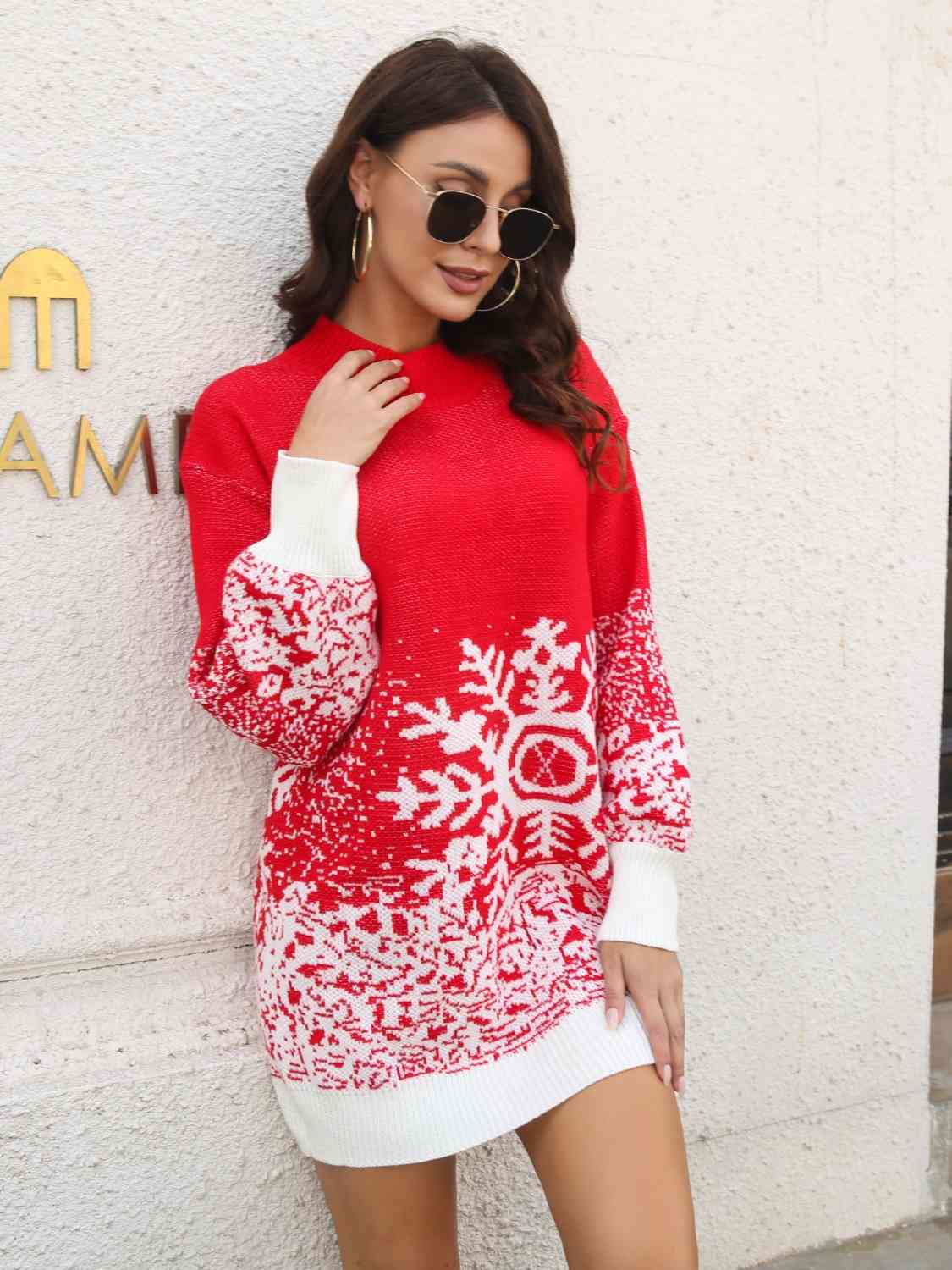Snowflake Pattern Sweater Dress | Sugarz Chique Boutique