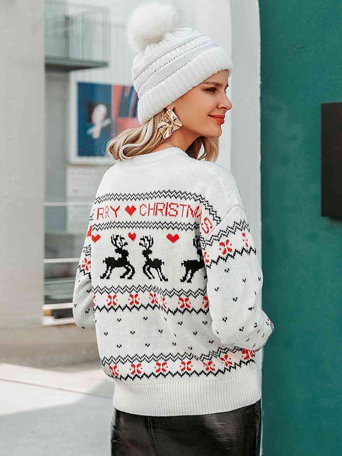 MERRY CHRISTMAS Round Neck Sweater | Sugarz Chique Boutique
