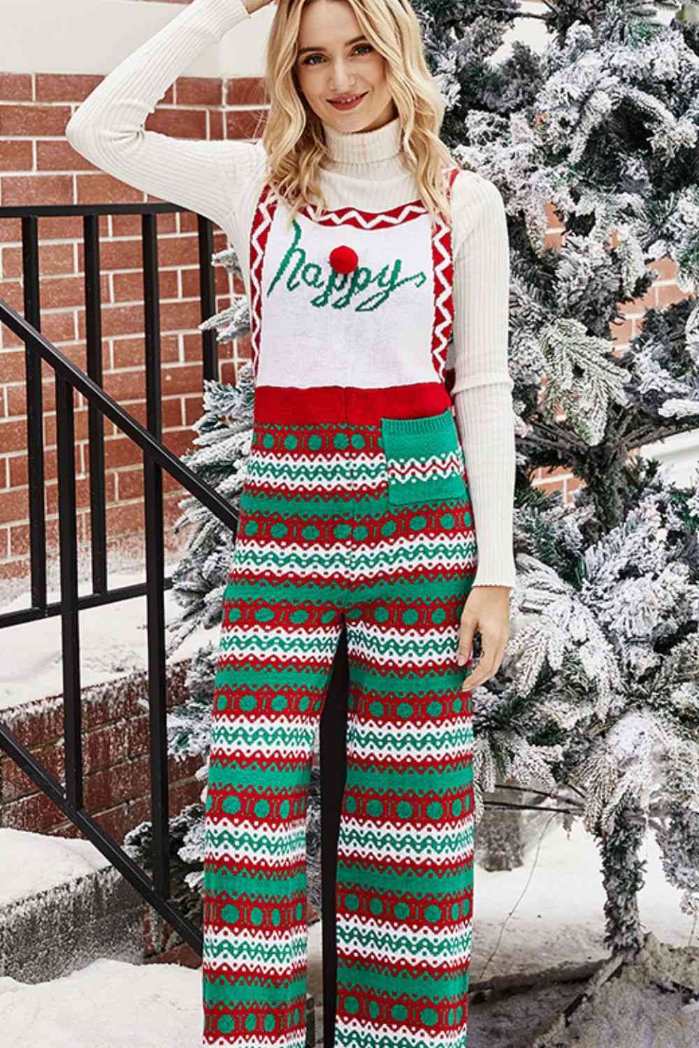 Christmas Knit Straight-Leg Overalls | Sugarz Chique Boutique