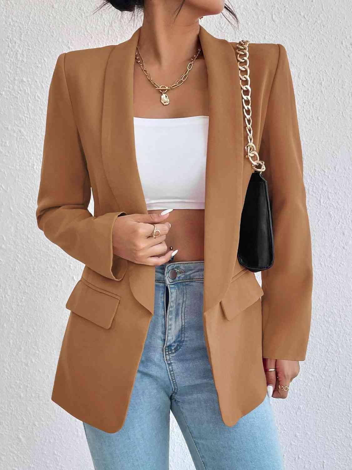 Shawl Collar Long Sleeve Blazer | Sugarz Chique Boutique