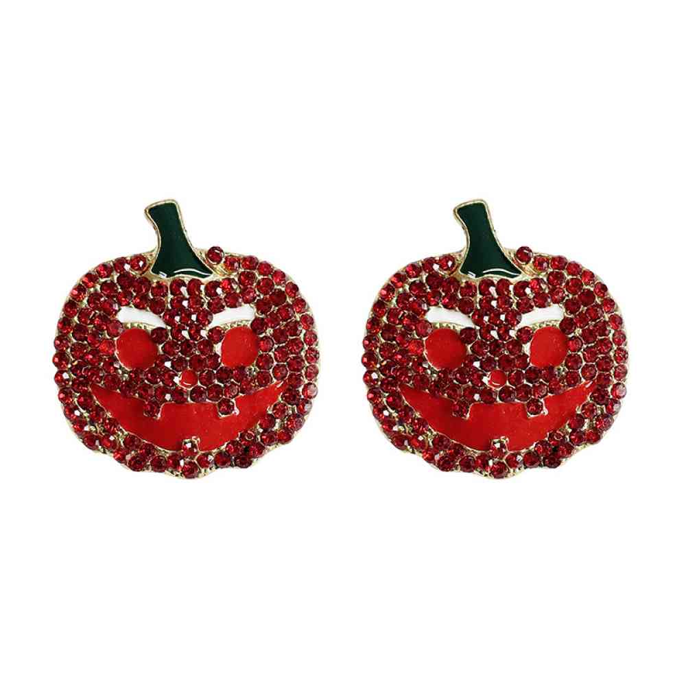 Demon Pumpkin Rhinestone Alloy Earrings | Sugarz Chique Boutique