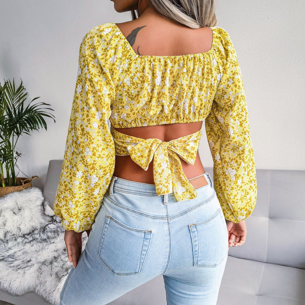Ditsy Floral Crisscross Cropped Top | Sugarz Chique Boutique