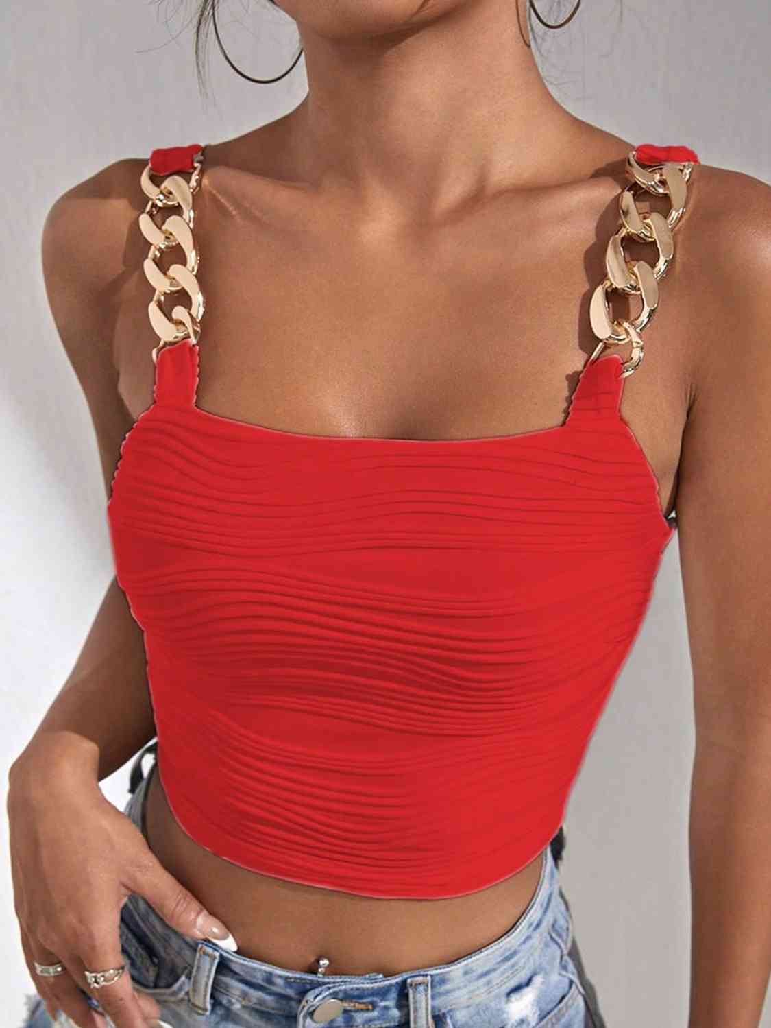 Chain Detail Square Neck Tank | Sugarz Chique Boutique