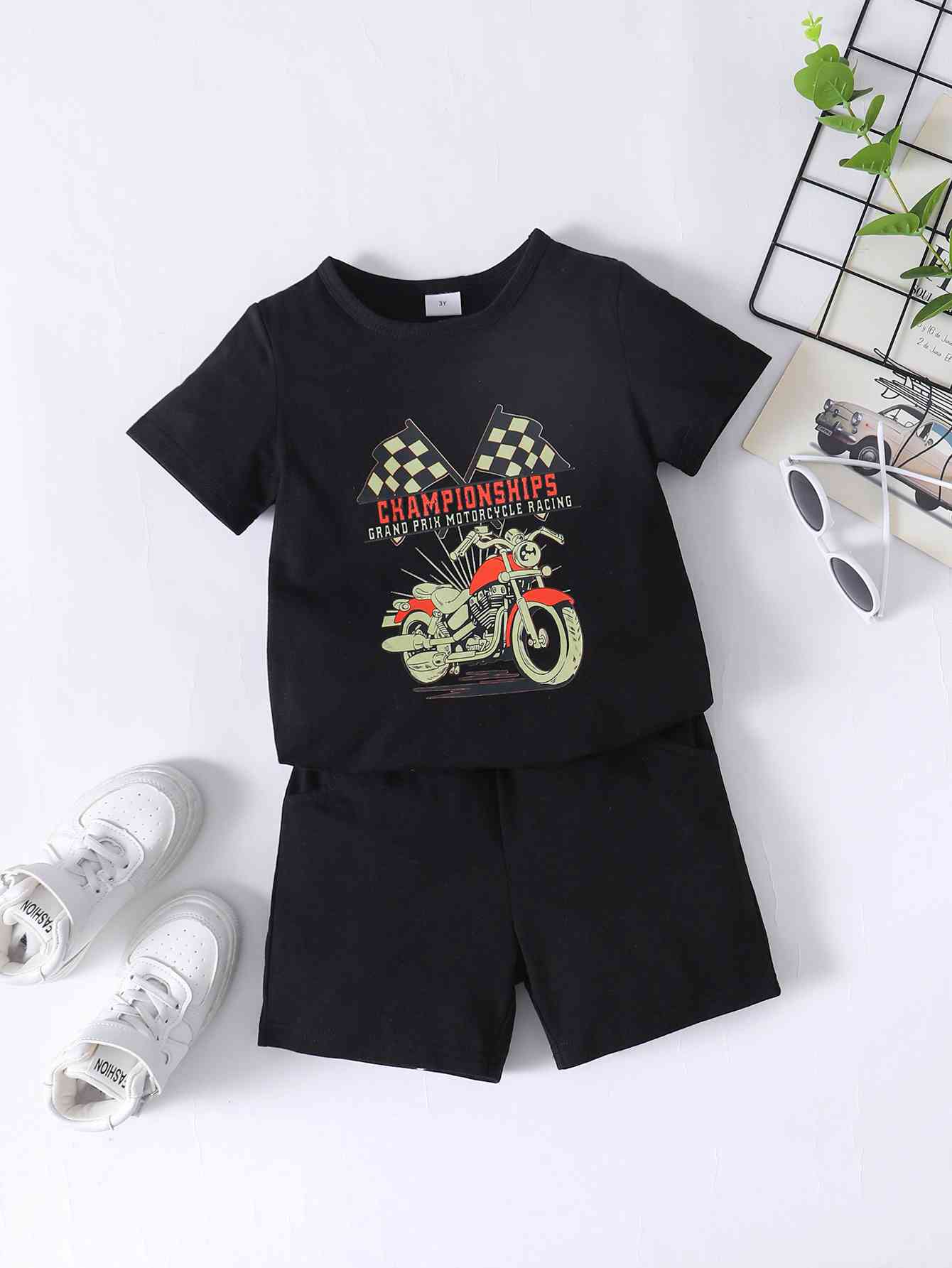 Boys CHAMPIONSHIPS Graphic Tee and Shorts Set | Sugarz Chique Boutique