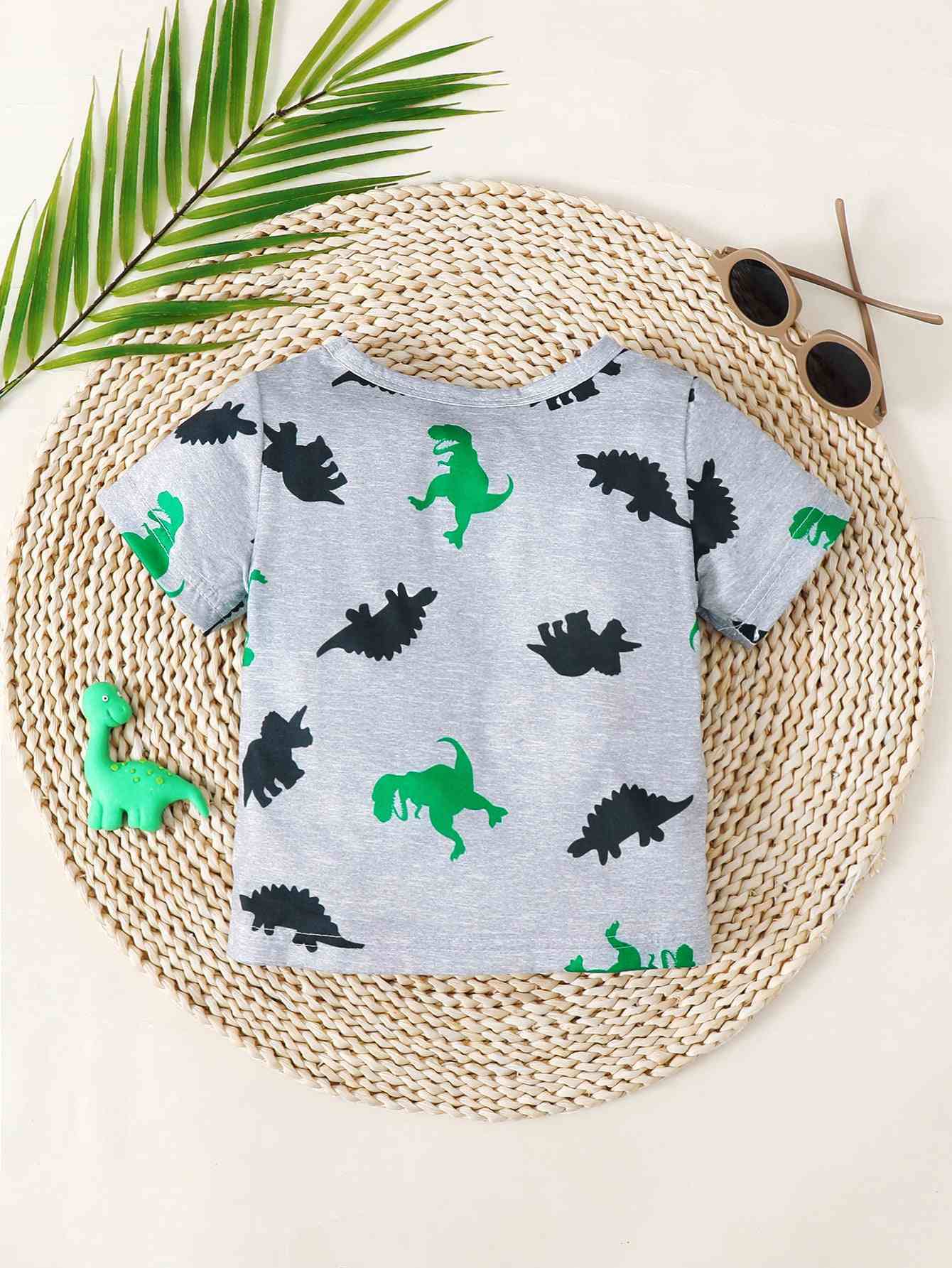 Dinosaur Print Round Neck Tee | Sugarz Chique Boutique