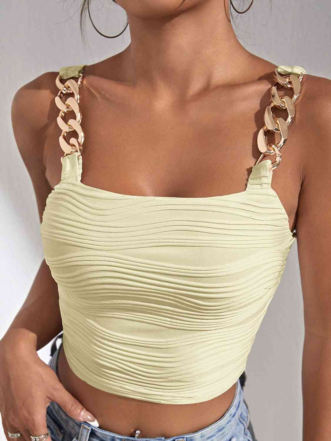 Chain Detail Square Neck Tank | Sugarz Chique Boutique