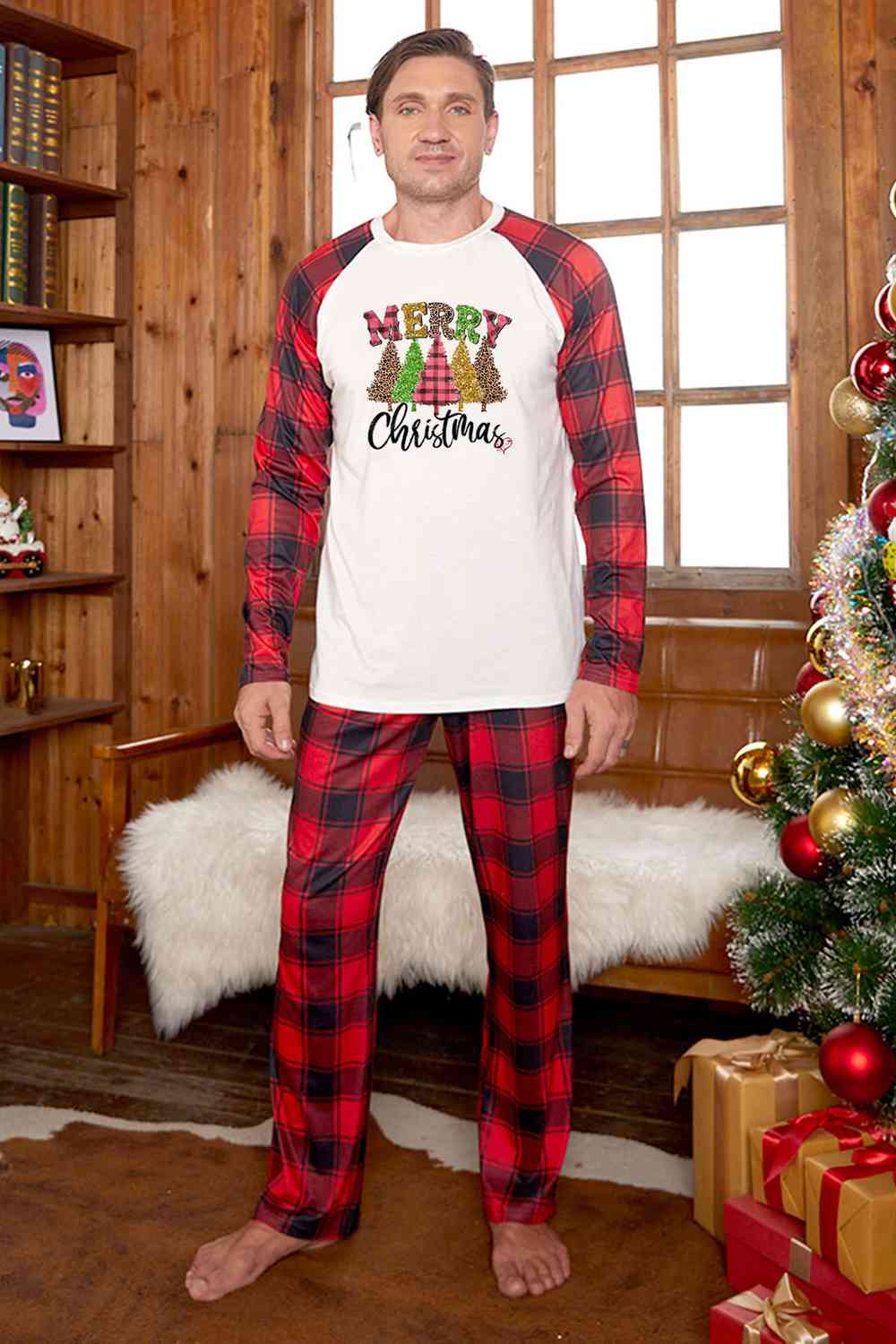 MERRY CHRISTMAS Graphic Top and Plaid Pants Set | Sugarz Chique Boutique