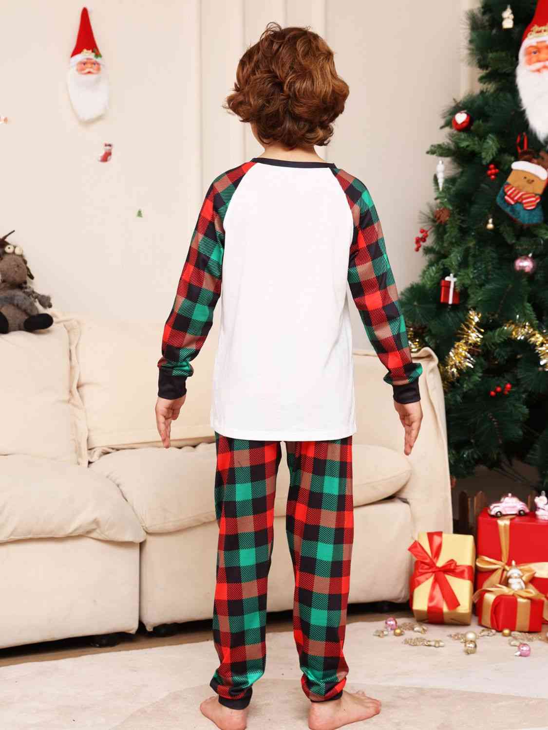 Reindeer Graphic Top and Plaid Pants Set | Sugarz Chique Boutique