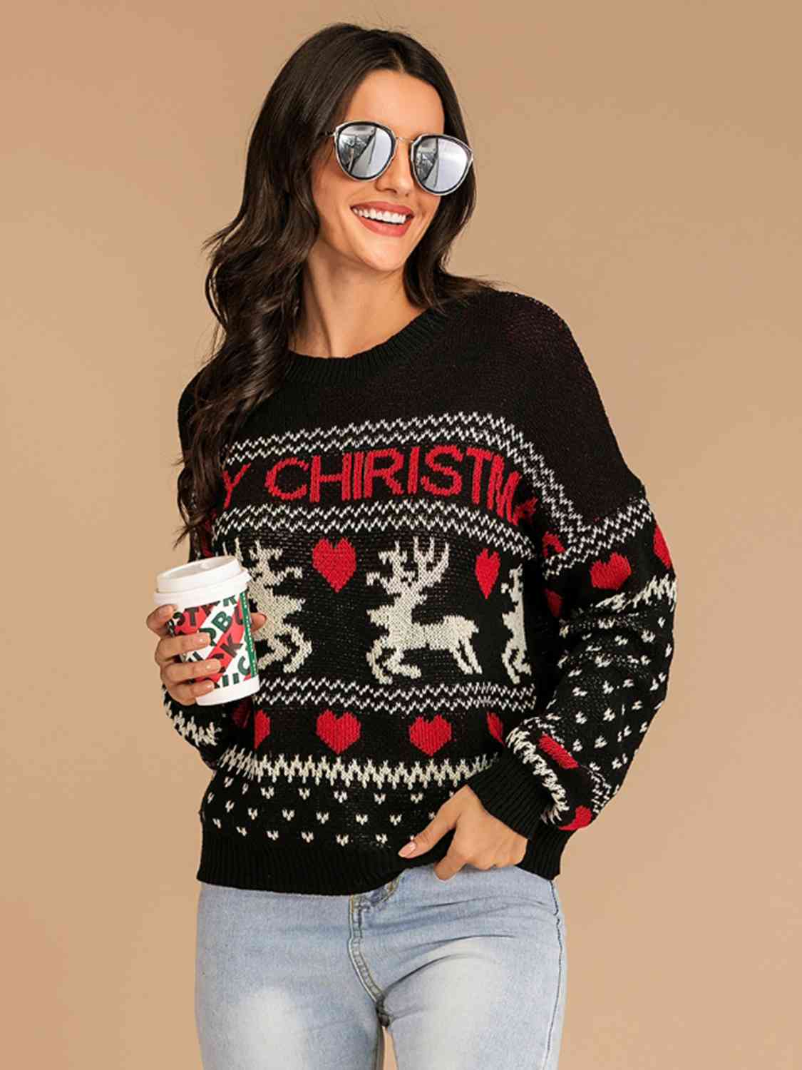 MERRY CHRISTMAS Round Neck Sweater | Sugarz Chique Boutique