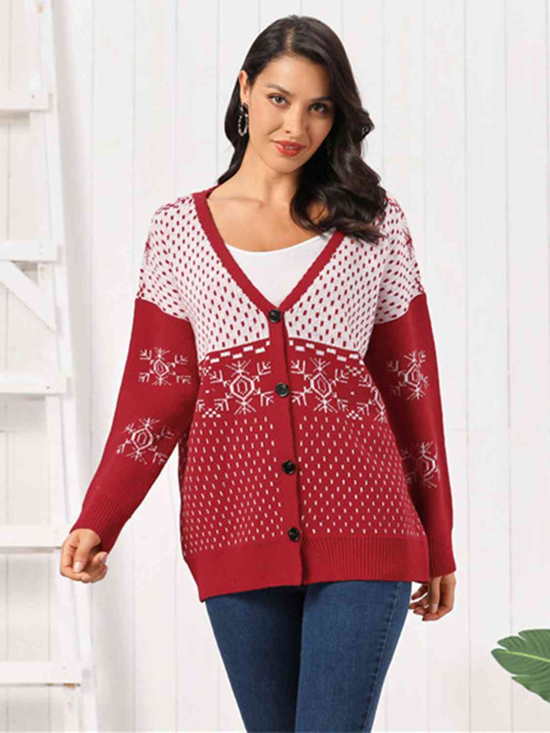 Snowflake Button Down Cardigan | Sugarz Chique Boutique