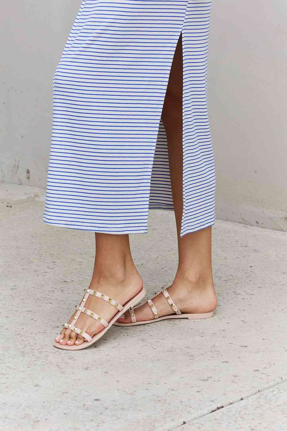 Forever Link Studded Cage Strap Slide Jelly Sandal | Sugarz Chique Boutique