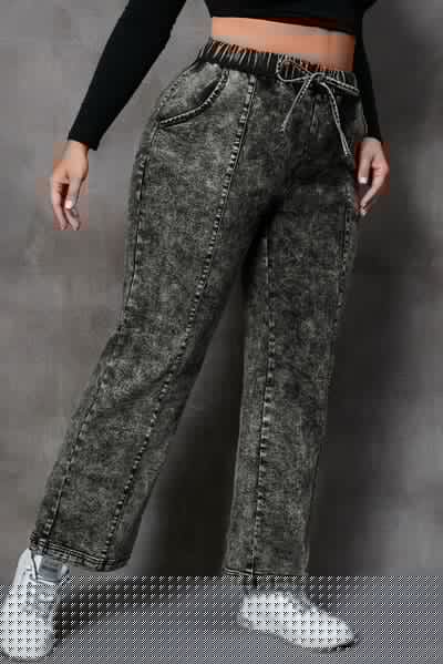 Plus Size Drawstring Pocketed Straight Jeans | Sugarz Chique Boutique