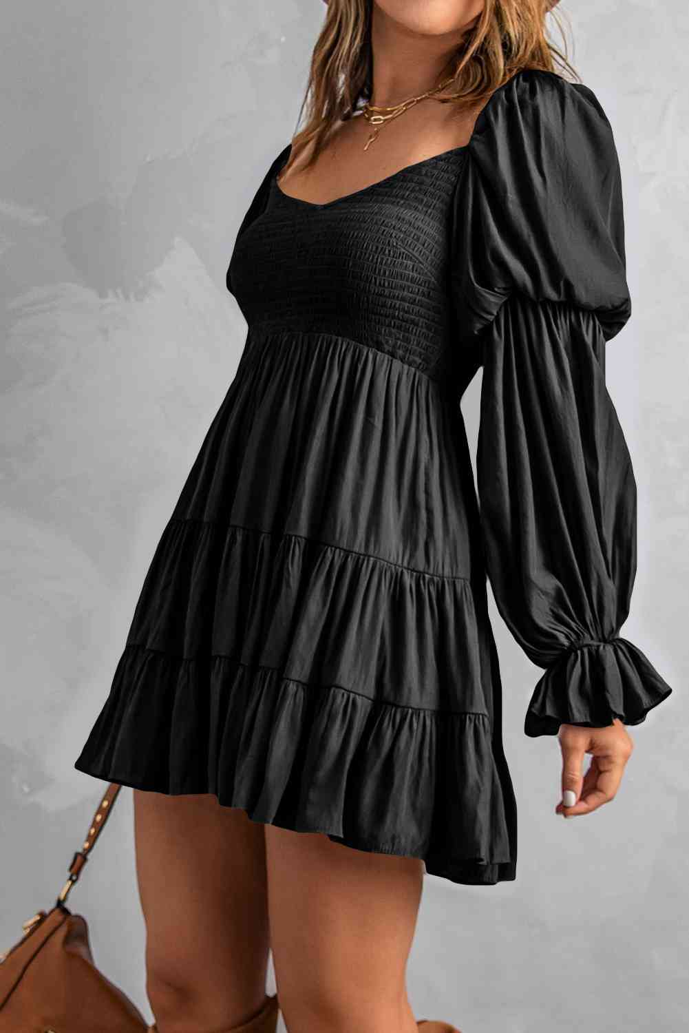 Smocked Off-Shoulder Tiered Mini Dress | Sugarz Chique Boutique