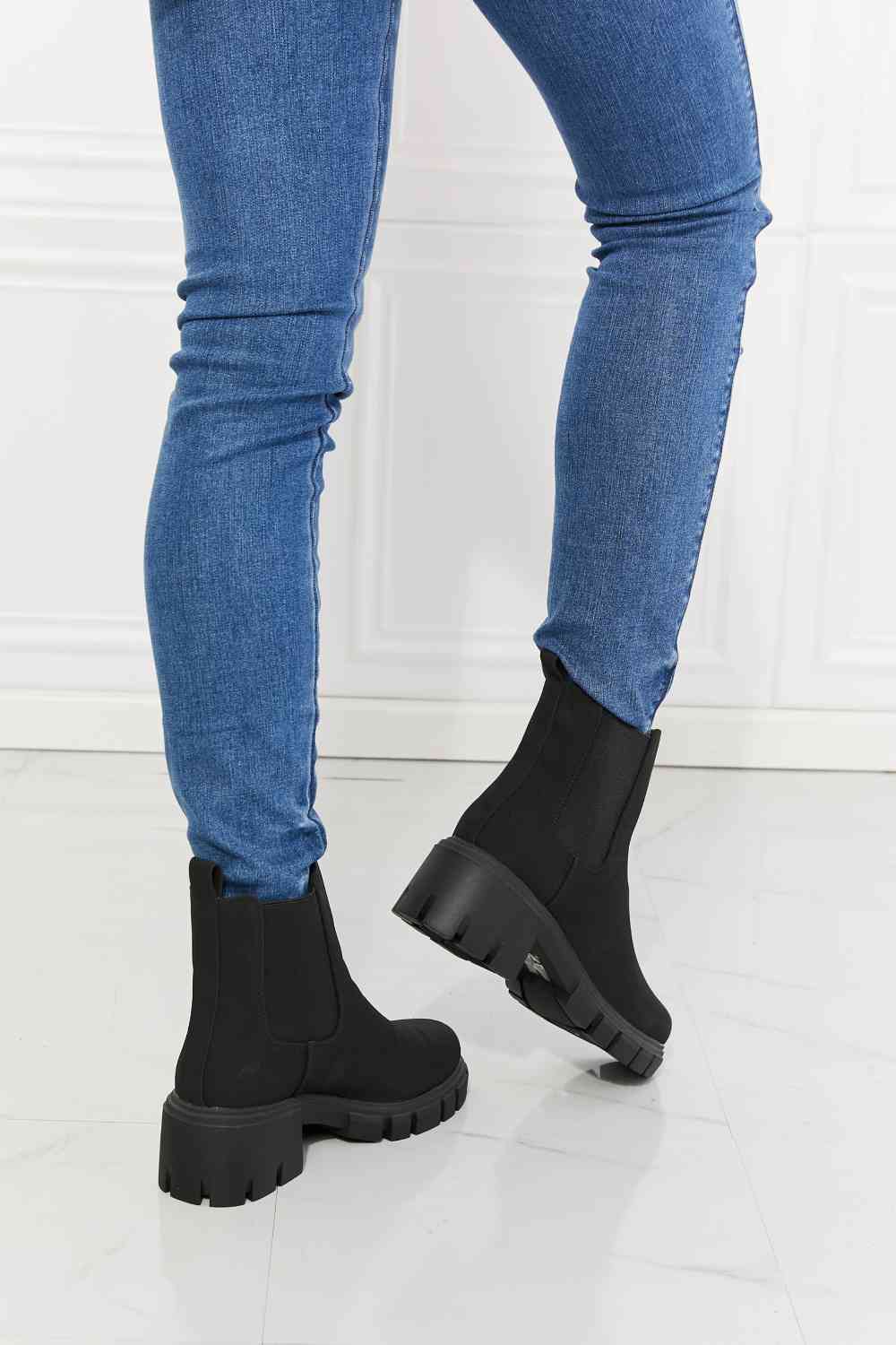 MMShoes Work For It Matte Lug Sole Chelsea Boots in Black | Sugarz Chique Boutique