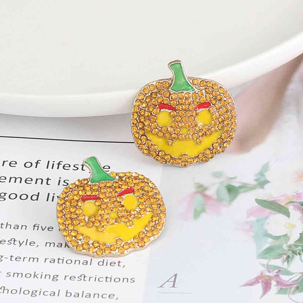 Demon Pumpkin Rhinestone Alloy Earrings | Sugarz Chique Boutique