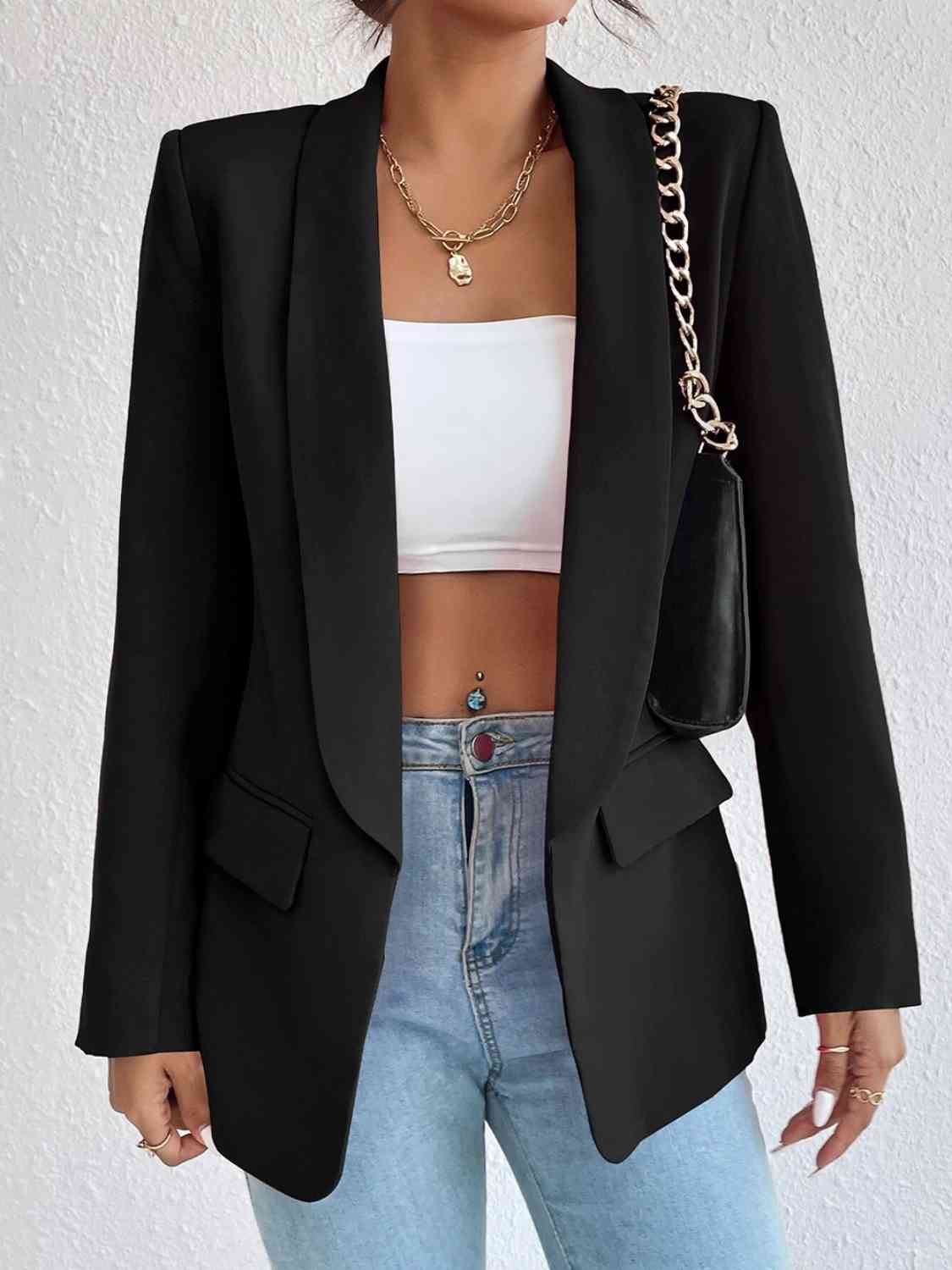 Shawl Collar Long Sleeve Blazer | Sugarz Chique Boutique