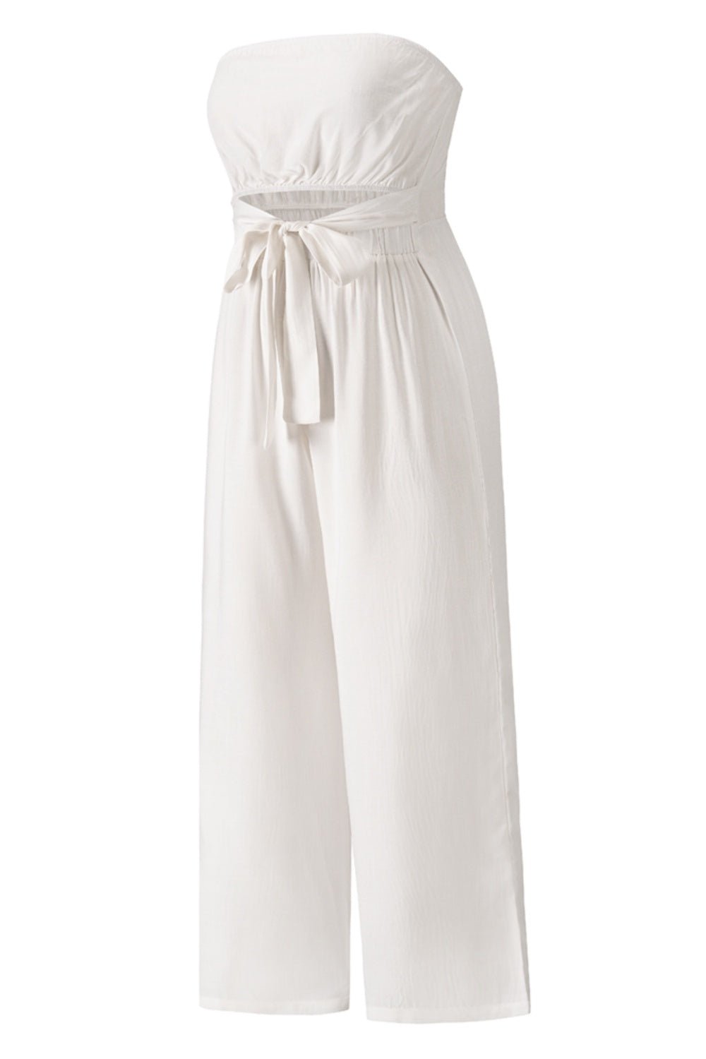 Tied Cutout Tube Wide Leg Jumpsuit | Sugarz Chique Boutique