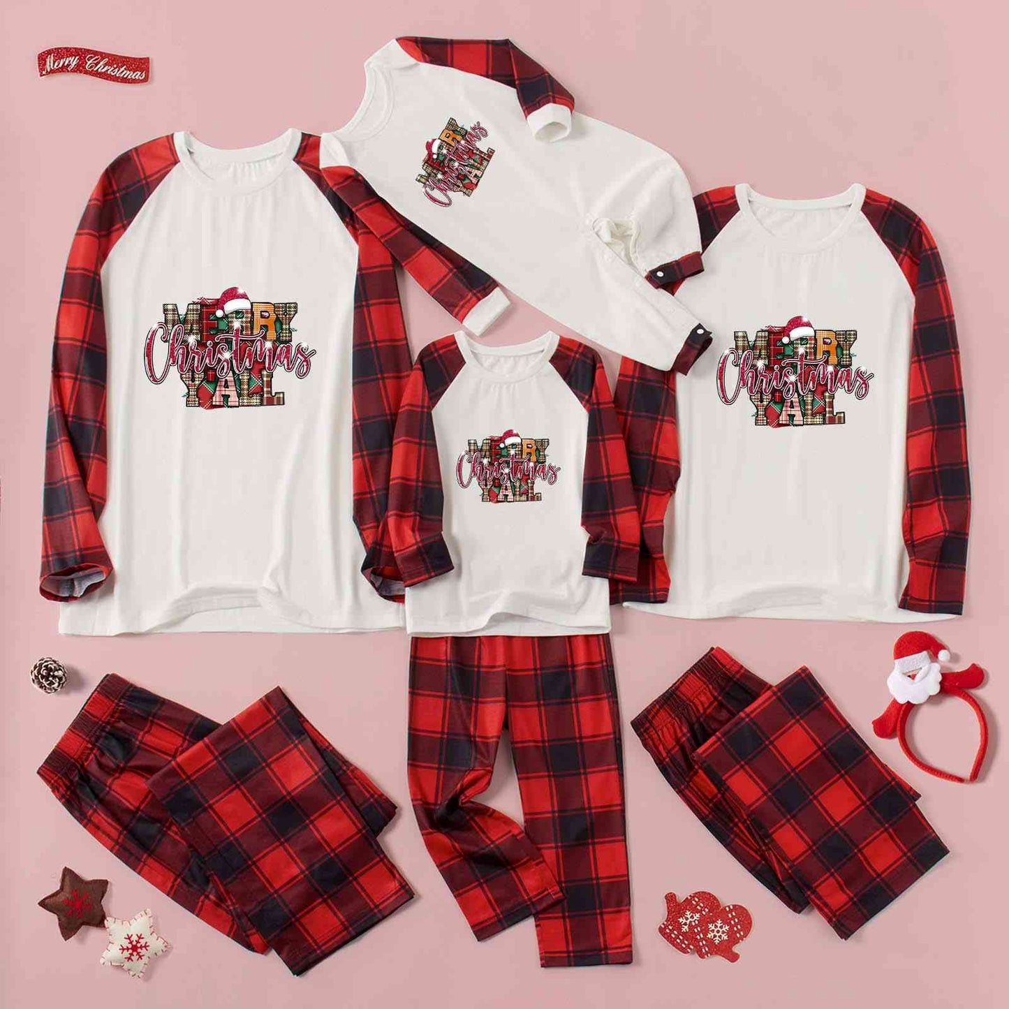 MERRY CHRISTMAS Y'ALL Graphic Top and Plaid Pants Set | Sugarz Chique Boutique