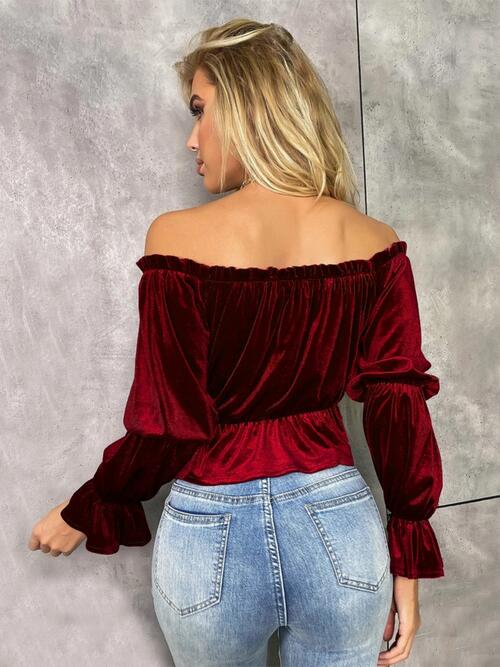 Off-Shoulder Flounce Sleeve Blouse | Sugarz Chique Boutique