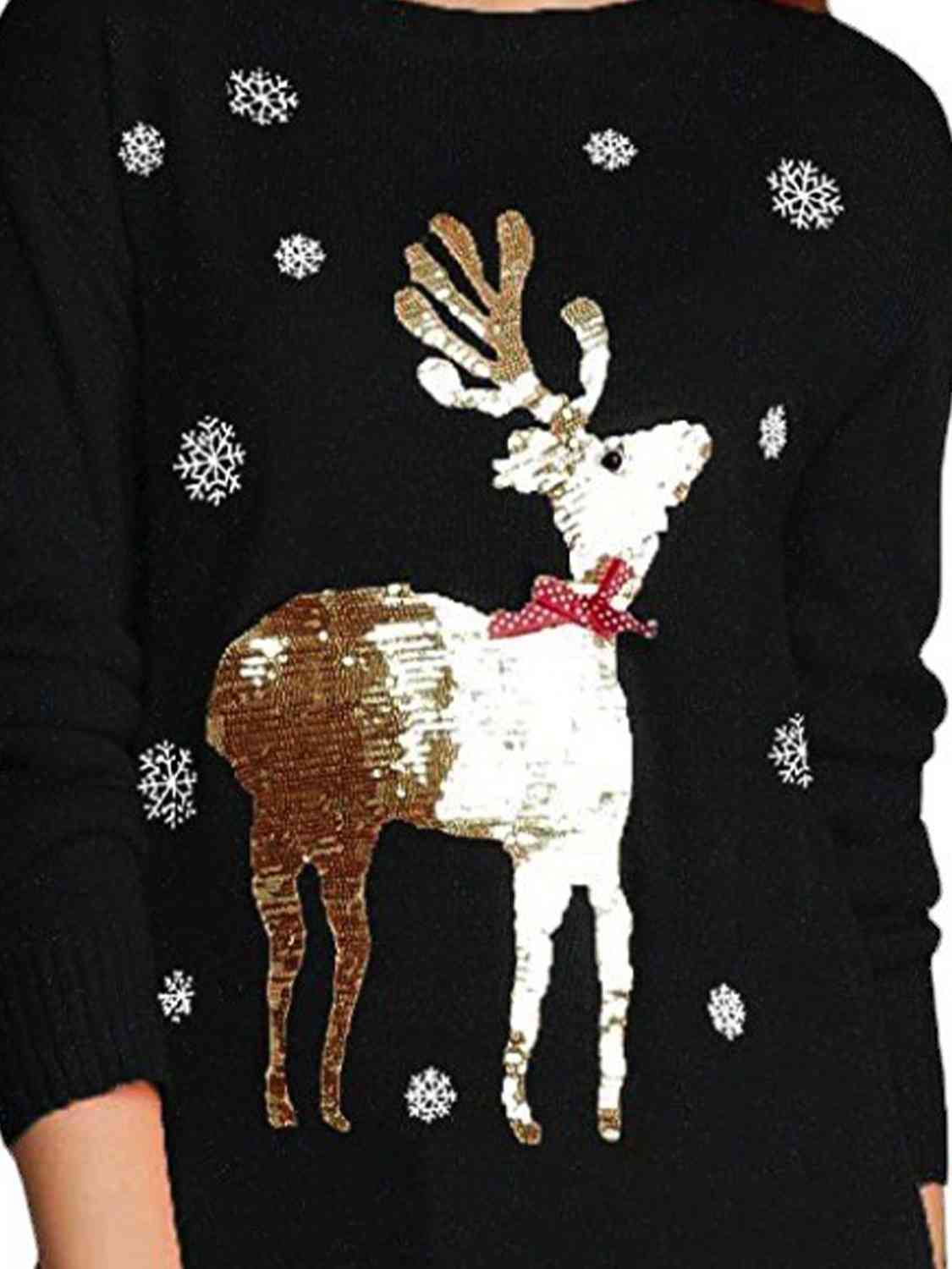 Sequin Reindeer Graphic Sweater | Sugarz Chique Boutique