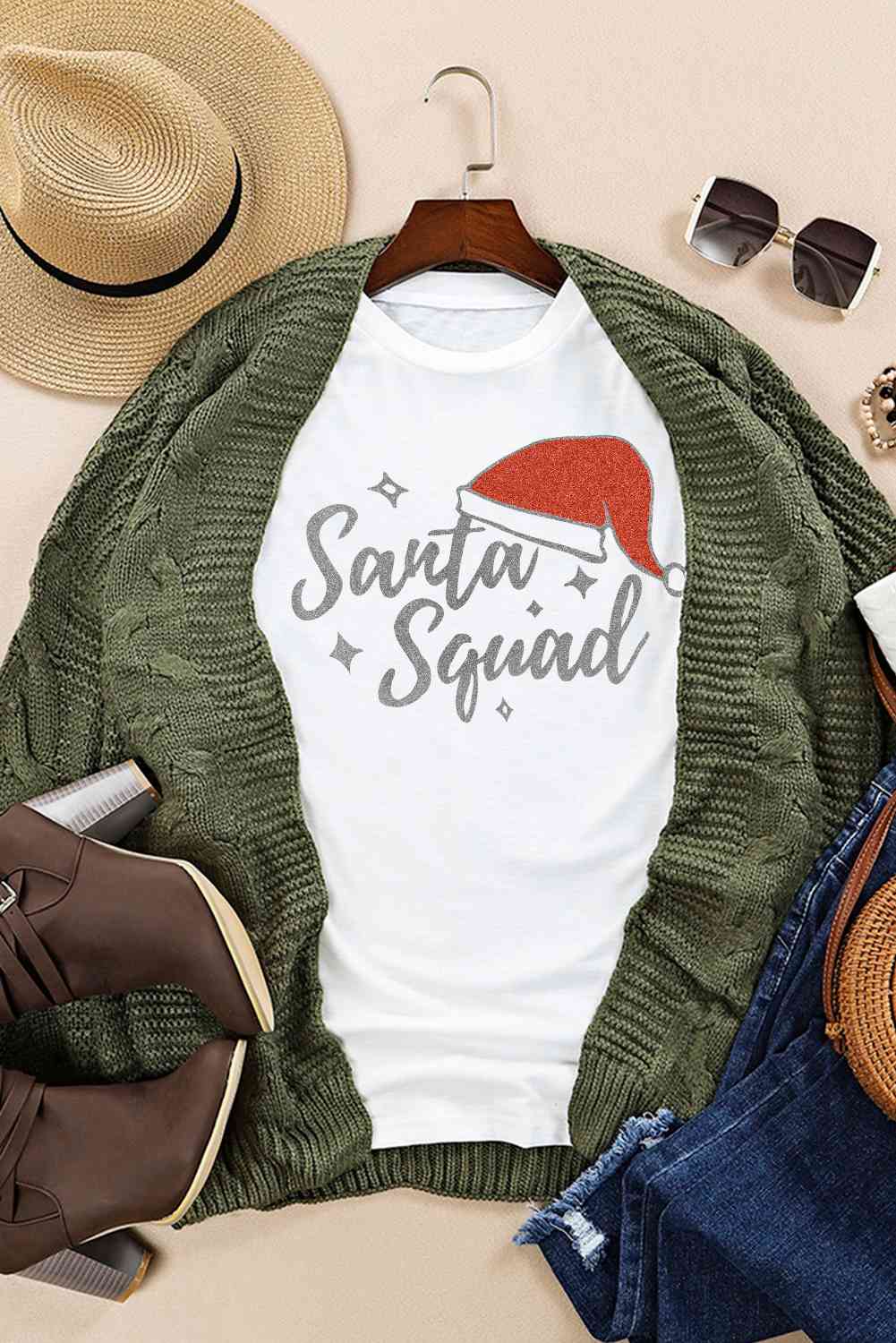 SANTA SQUAD Graphic Short Sleeve T-Shirt | Sugarz Chique Boutique