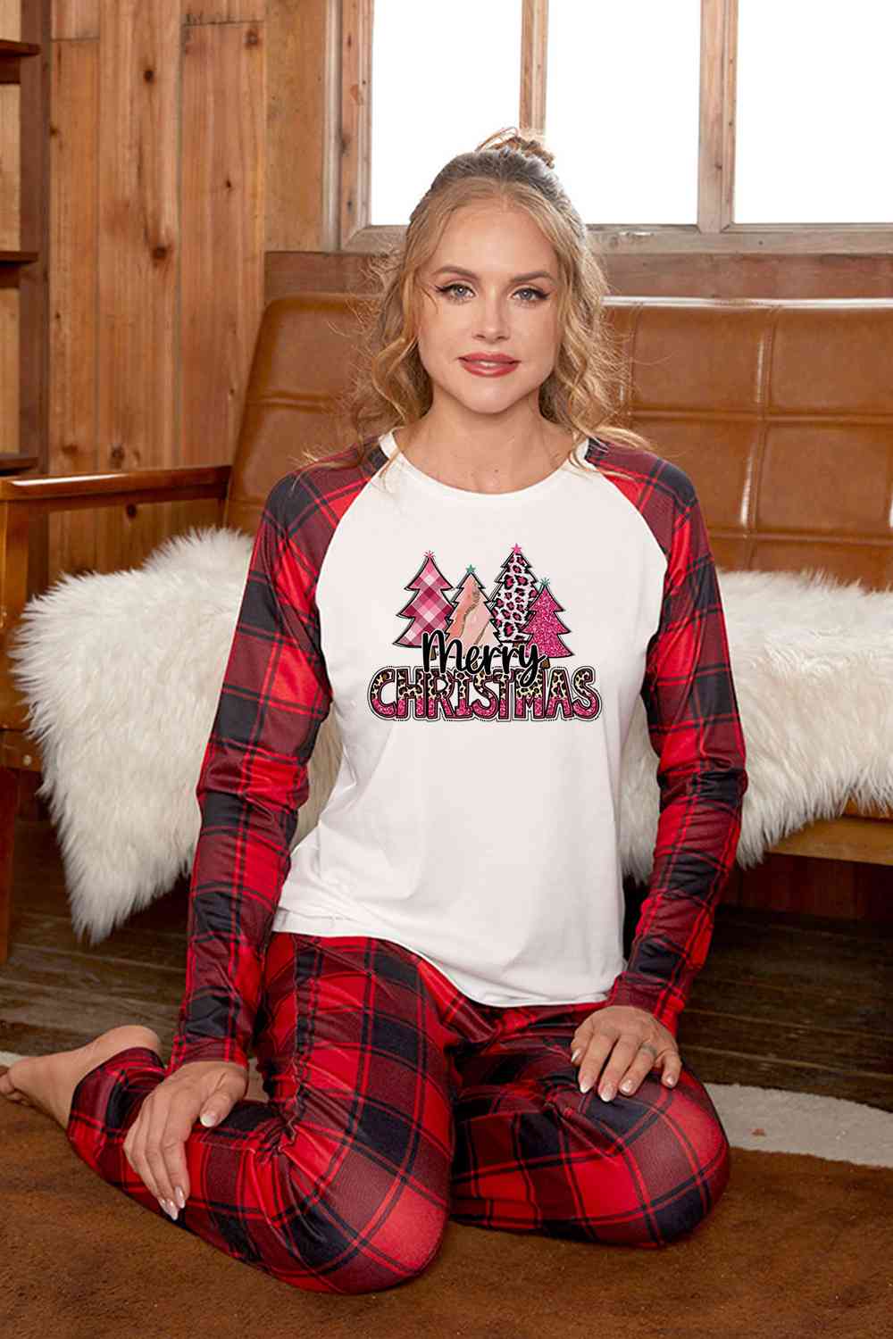 MERRY CHRISTMAS Graphic Top and Plaid Pants Set | Sugarz Chique Boutique