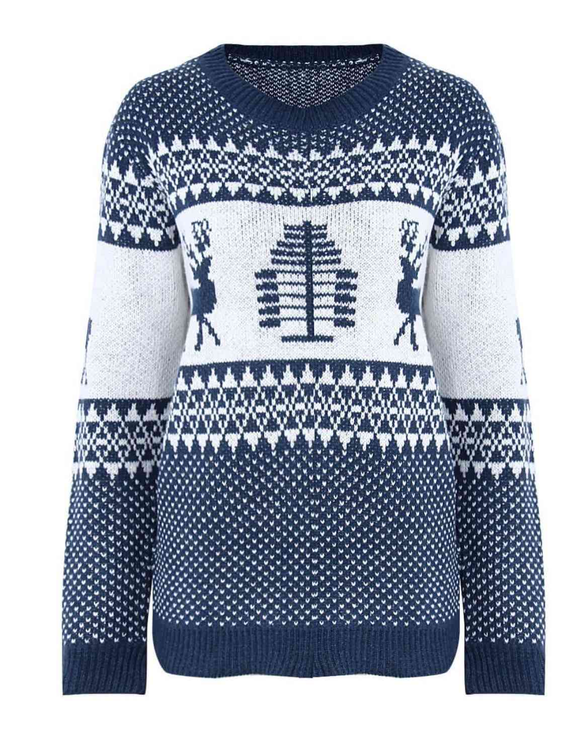 Christmas Theme Round Neck Sweater | Sugarz Chique Boutique