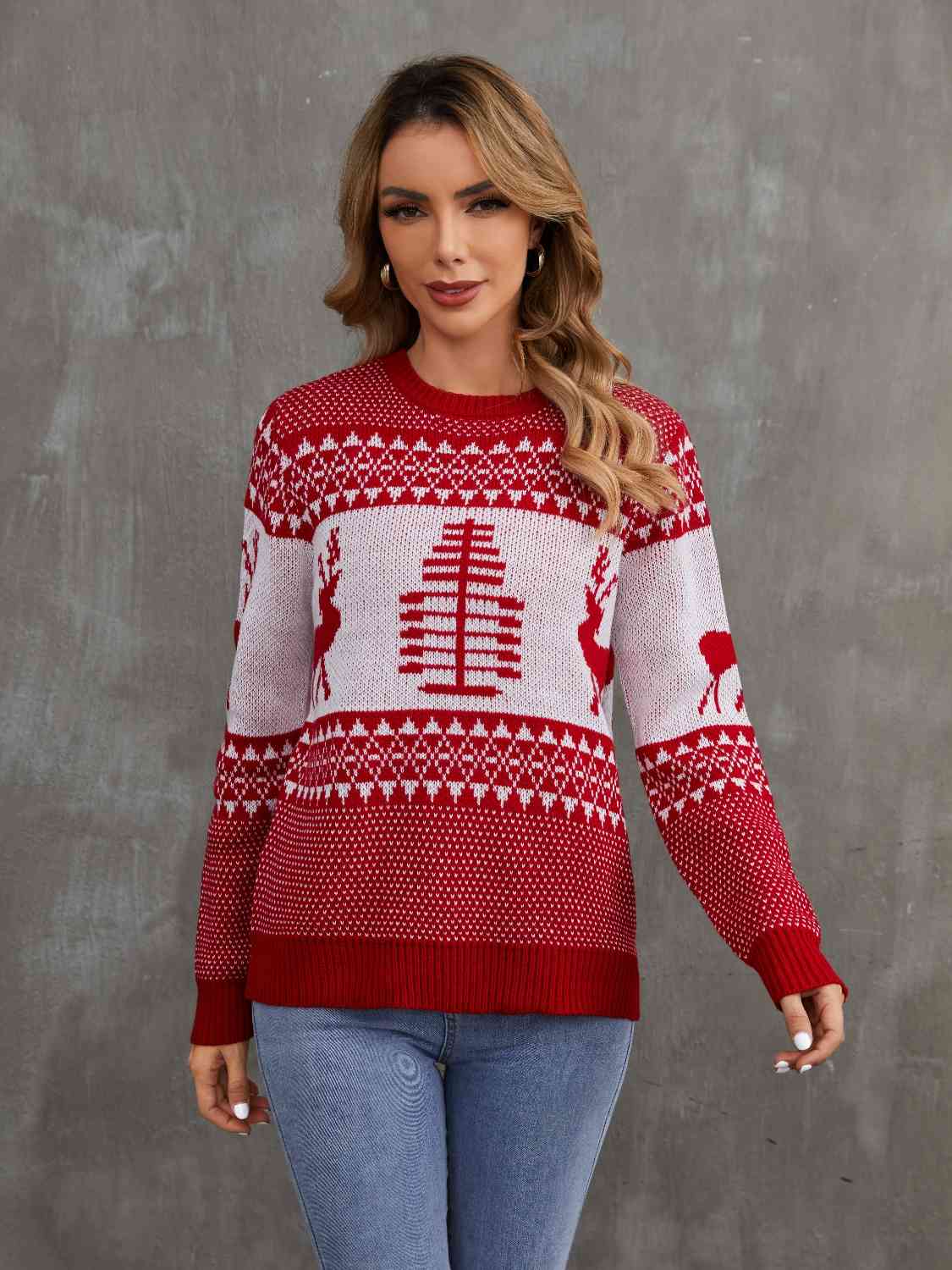 Christmas Theme Round Neck Sweater | Sugarz Chique Boutique