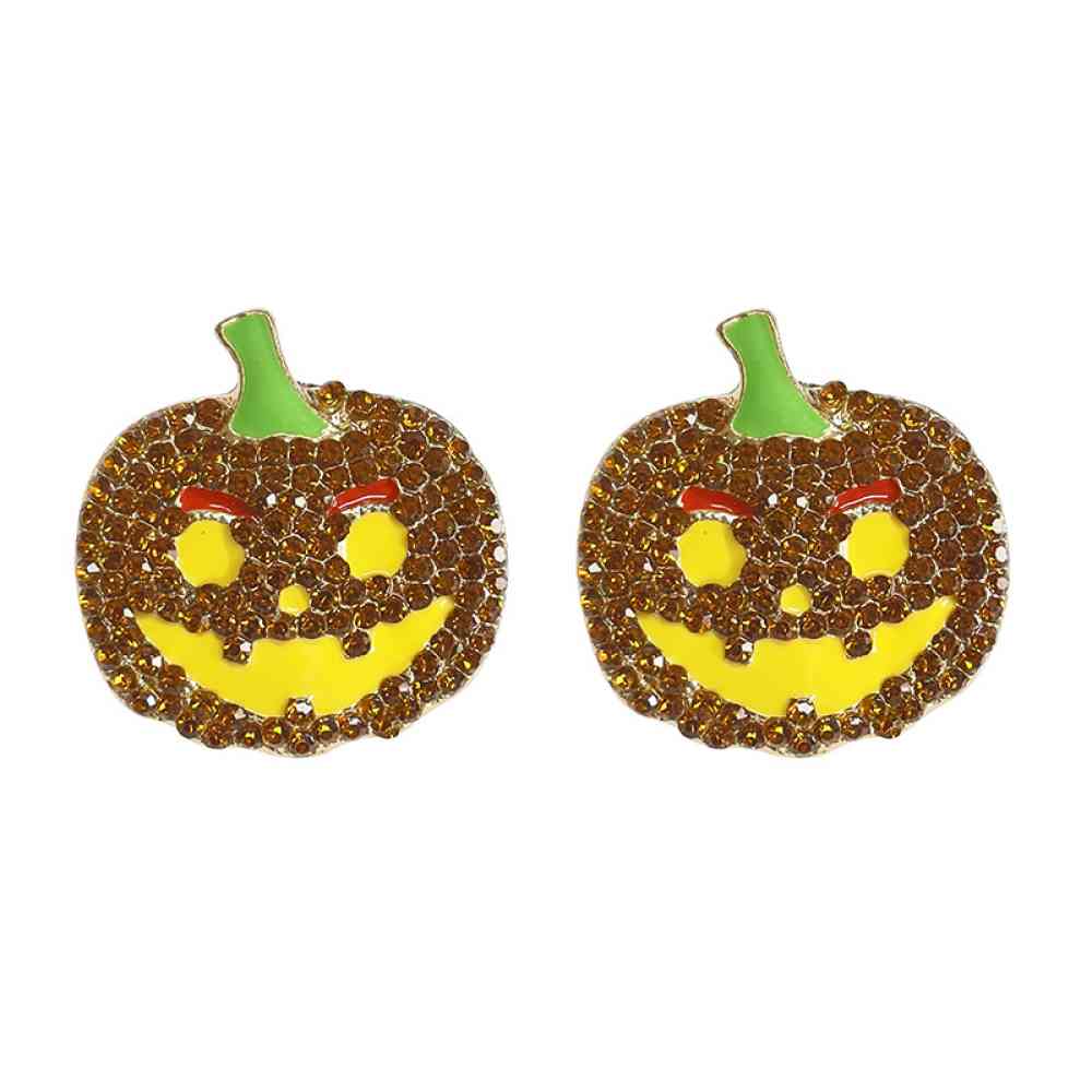 Demon Pumpkin Rhinestone Alloy Earrings | Sugarz Chique Boutique