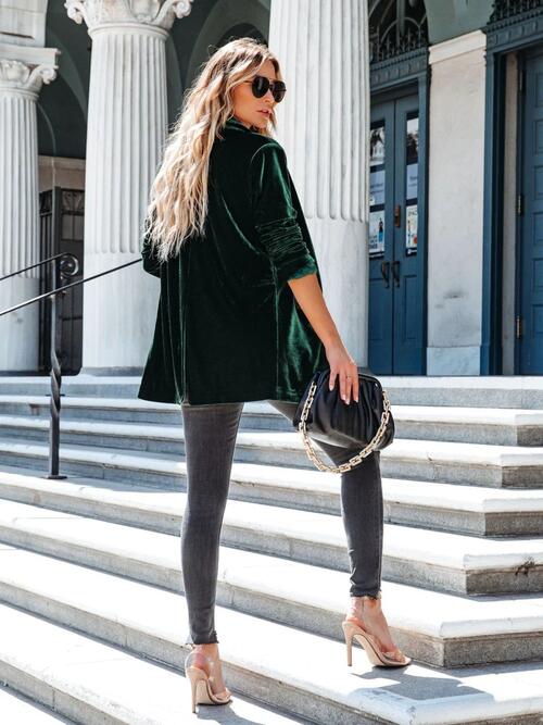 Button Up Long Sleeve Blazer with Pocket | Sugarz Chique Boutique