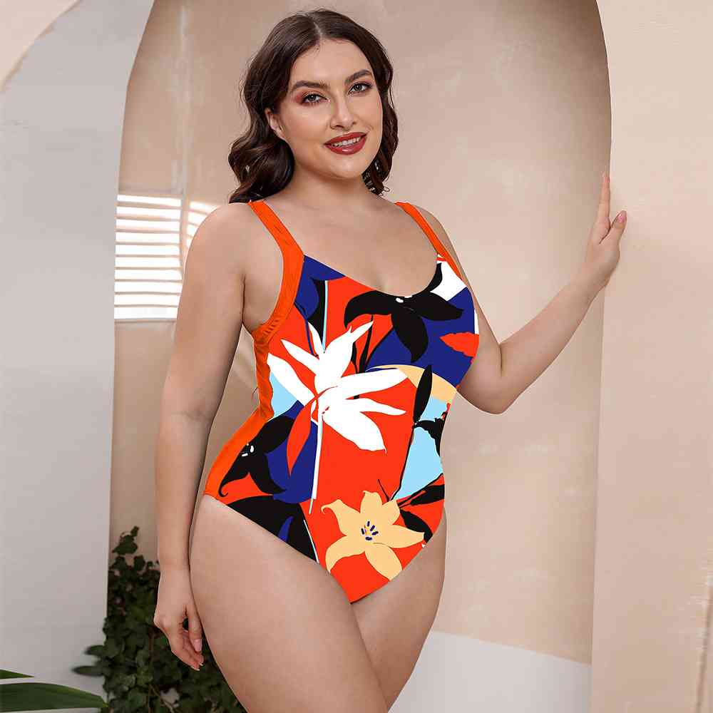 Full Size Printed Scoop Neck Sleeveless One-Piece Swimsuit | Sugarz Chique Boutique
