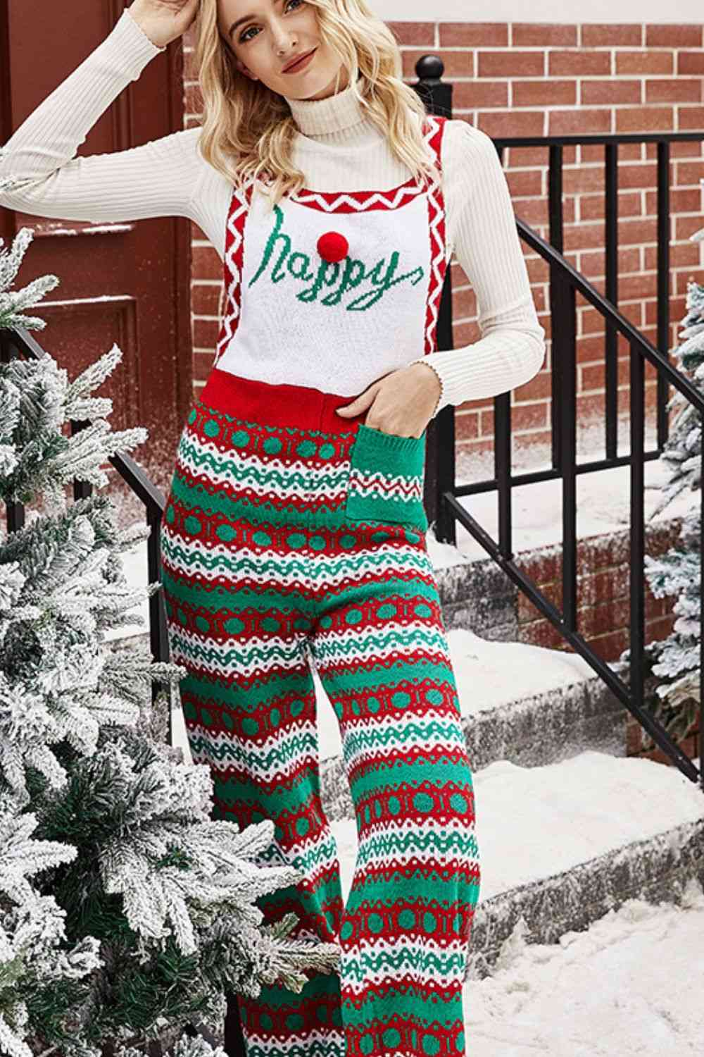 Christmas Knit Straight-Leg Overalls | Sugarz Chique Boutique