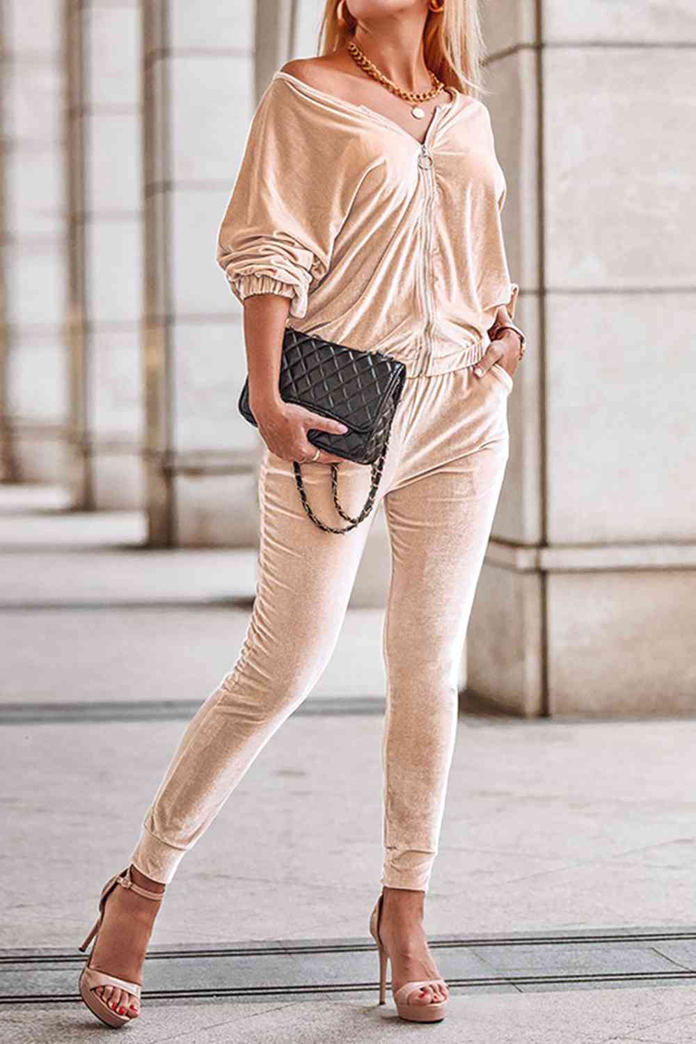 Zip-Up Jacket and Pants Set | Sugarz Chique Boutique