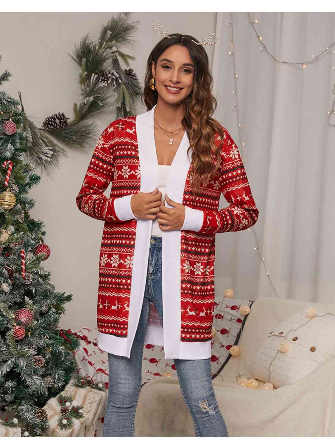 Christmas Open Front Cardigan | Sugarz Chique Boutique