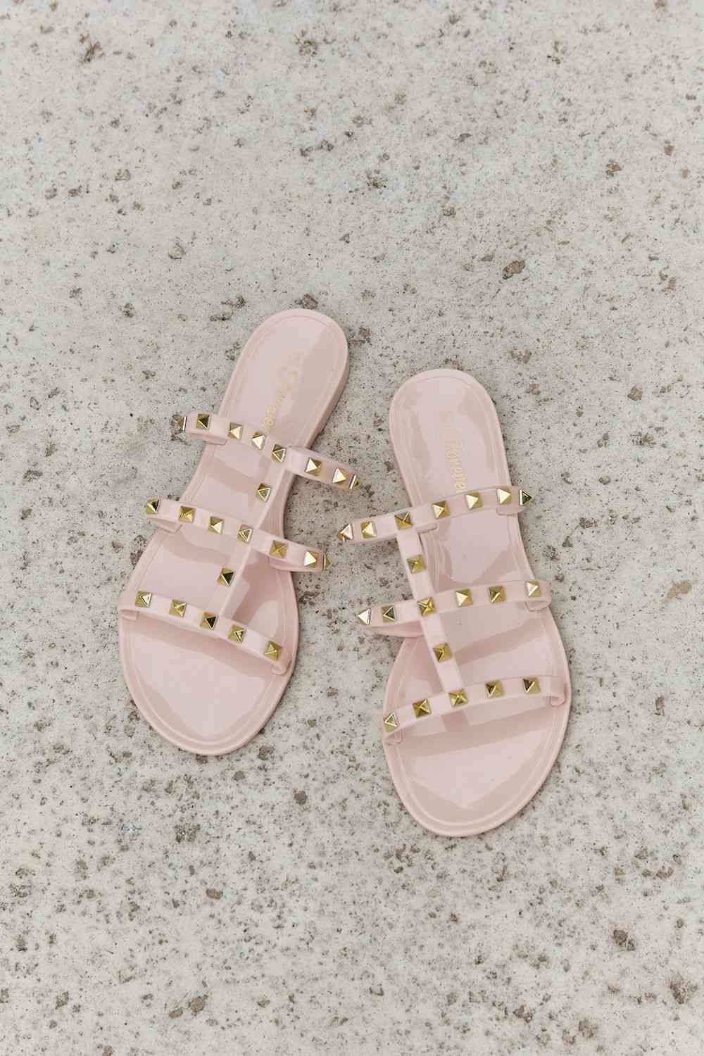 Forever Link Studded Cage Strap Slide Jelly Sandal | Sugarz Chique Boutique