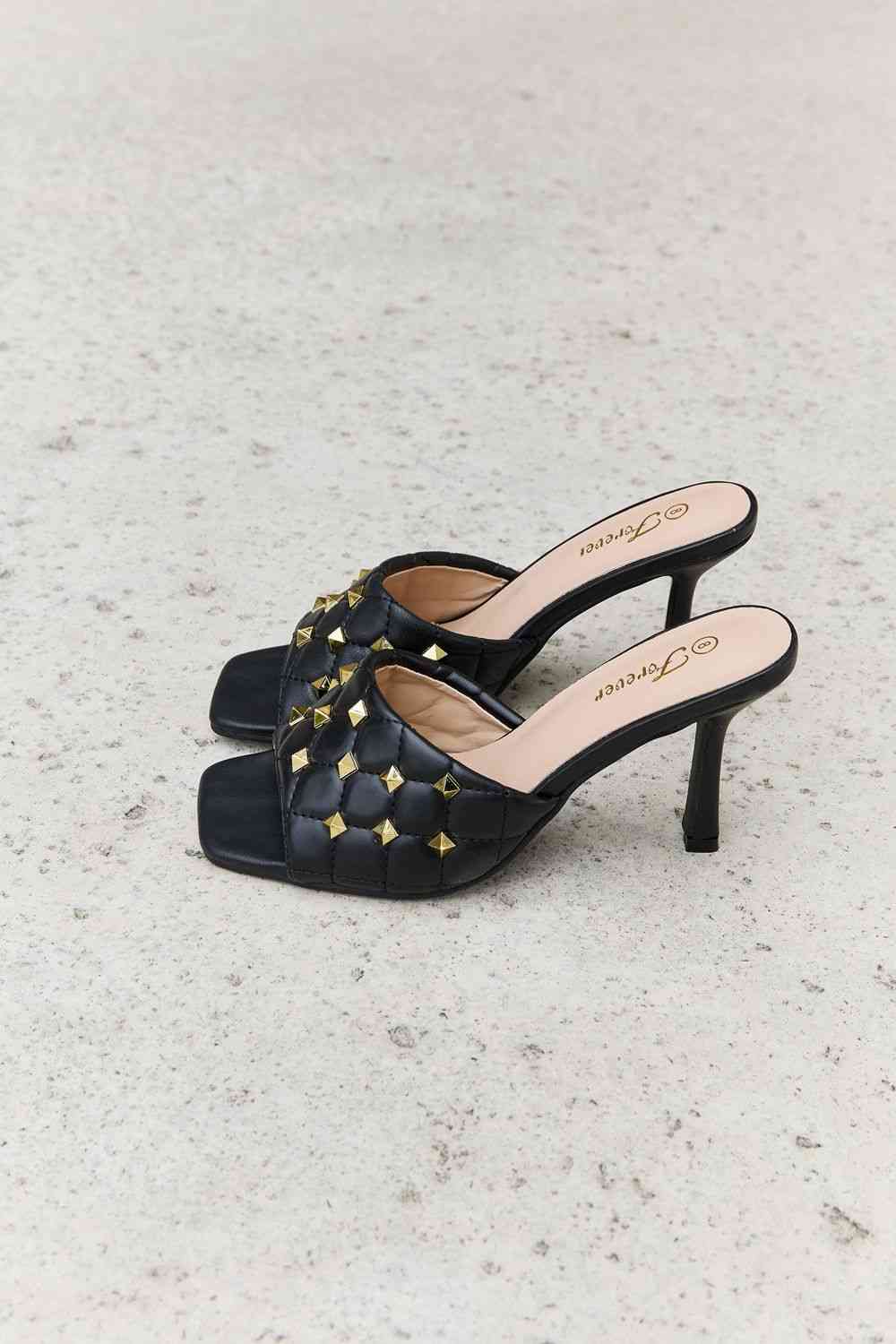 Forever Link Square Toe Quilted Mule Heels in Black | Sugarz Chique Boutique
