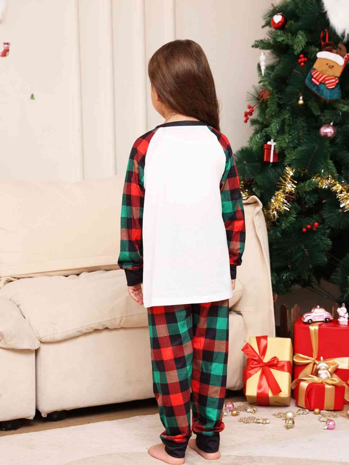 Reindeer Graphic Top and Plaid Pants Set | Sugarz Chique Boutique