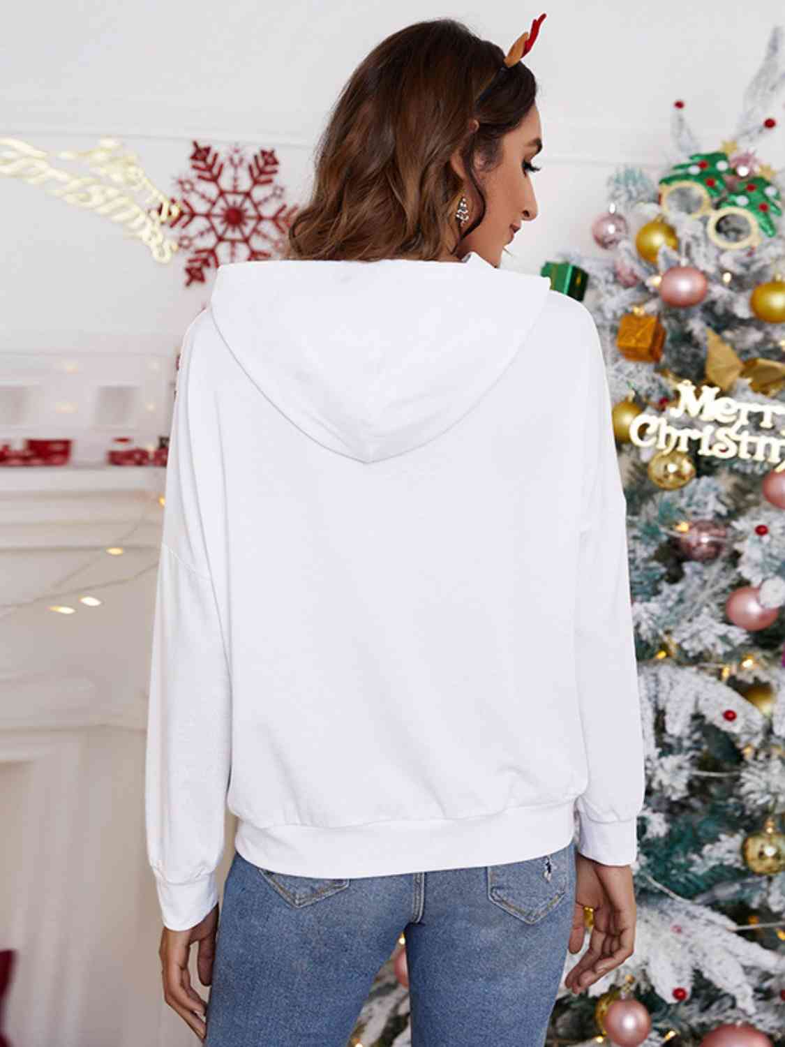 Christmas Drawstring Hoodie with Pocket | Sugarz Chique Boutique