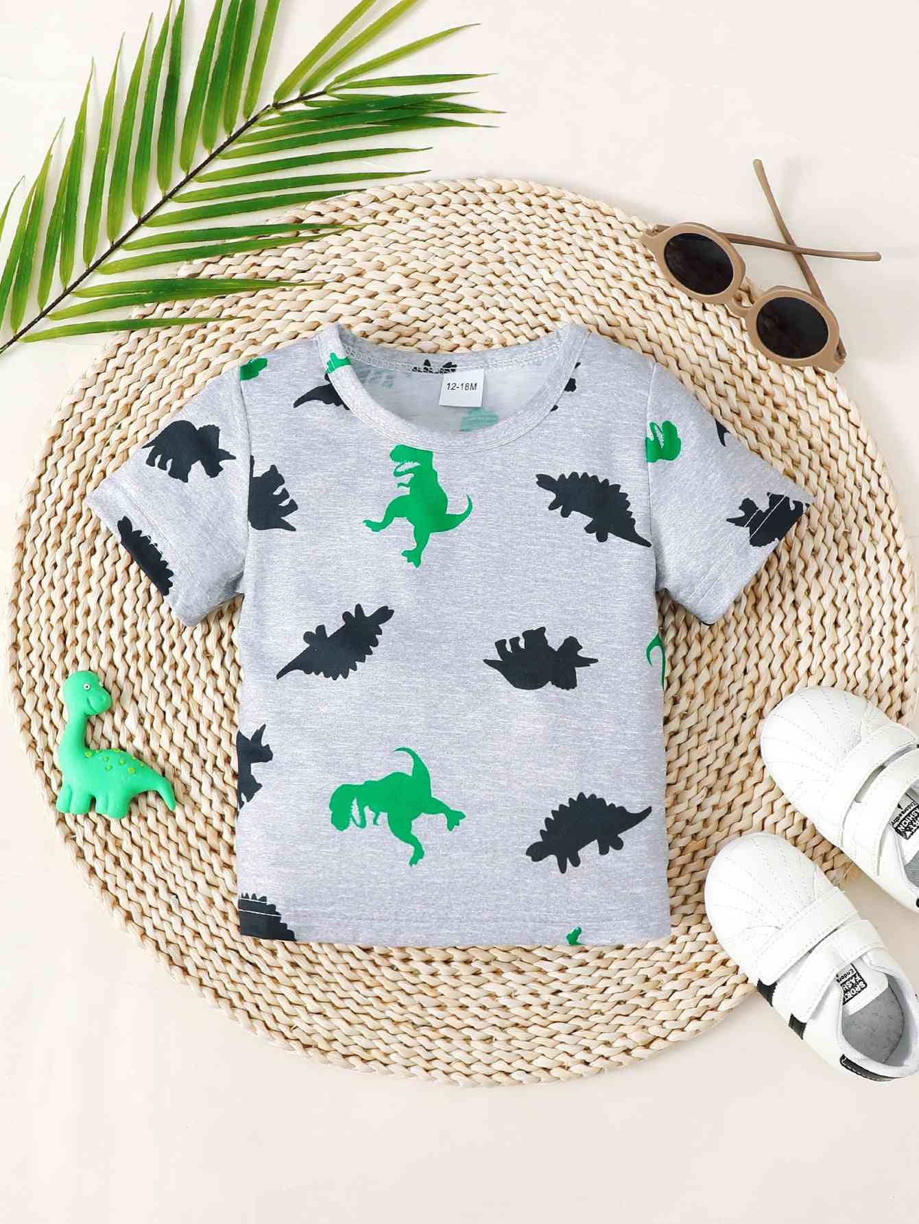 Dinosaur Print Round Neck Tee | Sugarz Chique Boutique