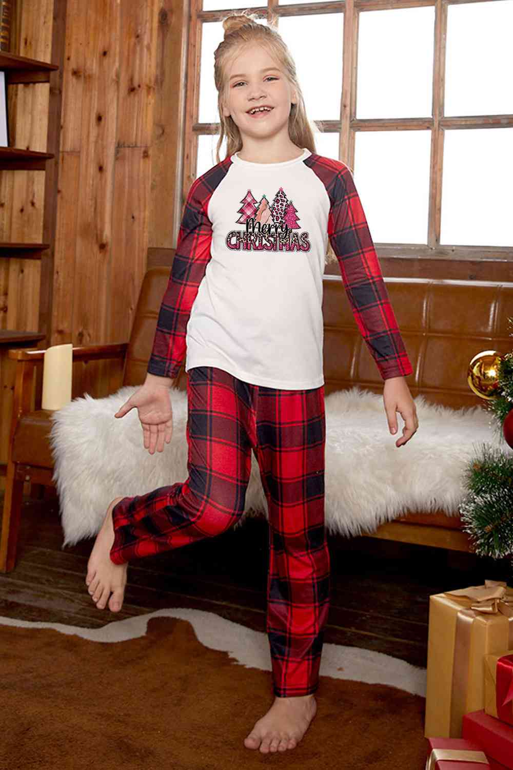MERRY CHRISTMAS Graphic Top and Plaid Pants Set | Sugarz Chique Boutique