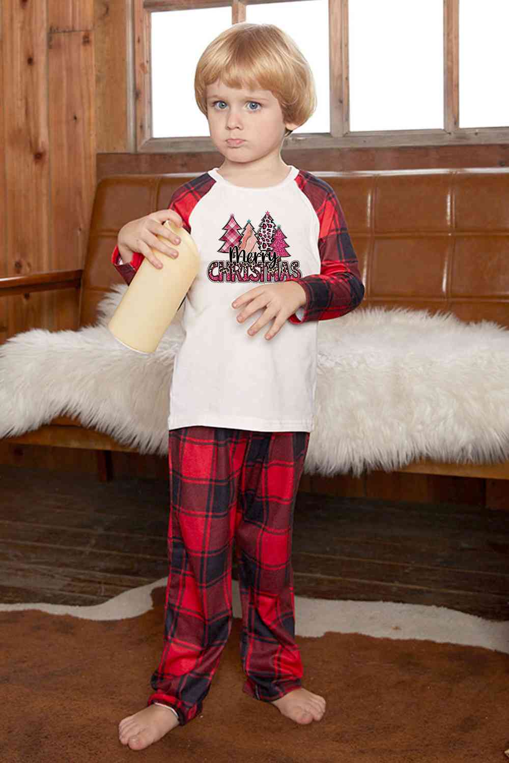 MERRY CHRISTMAS Graphic Top and Plaid Pants Set | Sugarz Chique Boutique