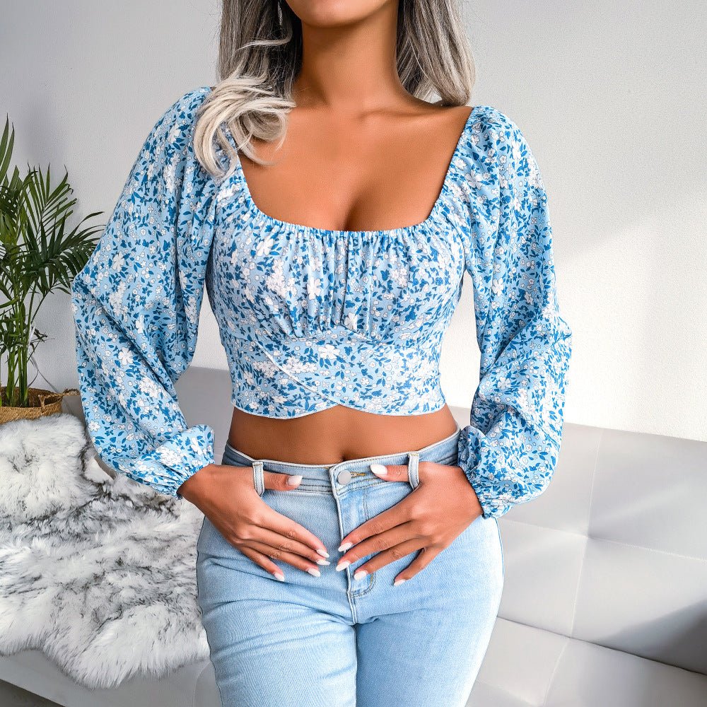 Ditsy Floral Crisscross Cropped Top | Sugarz Chique Boutique