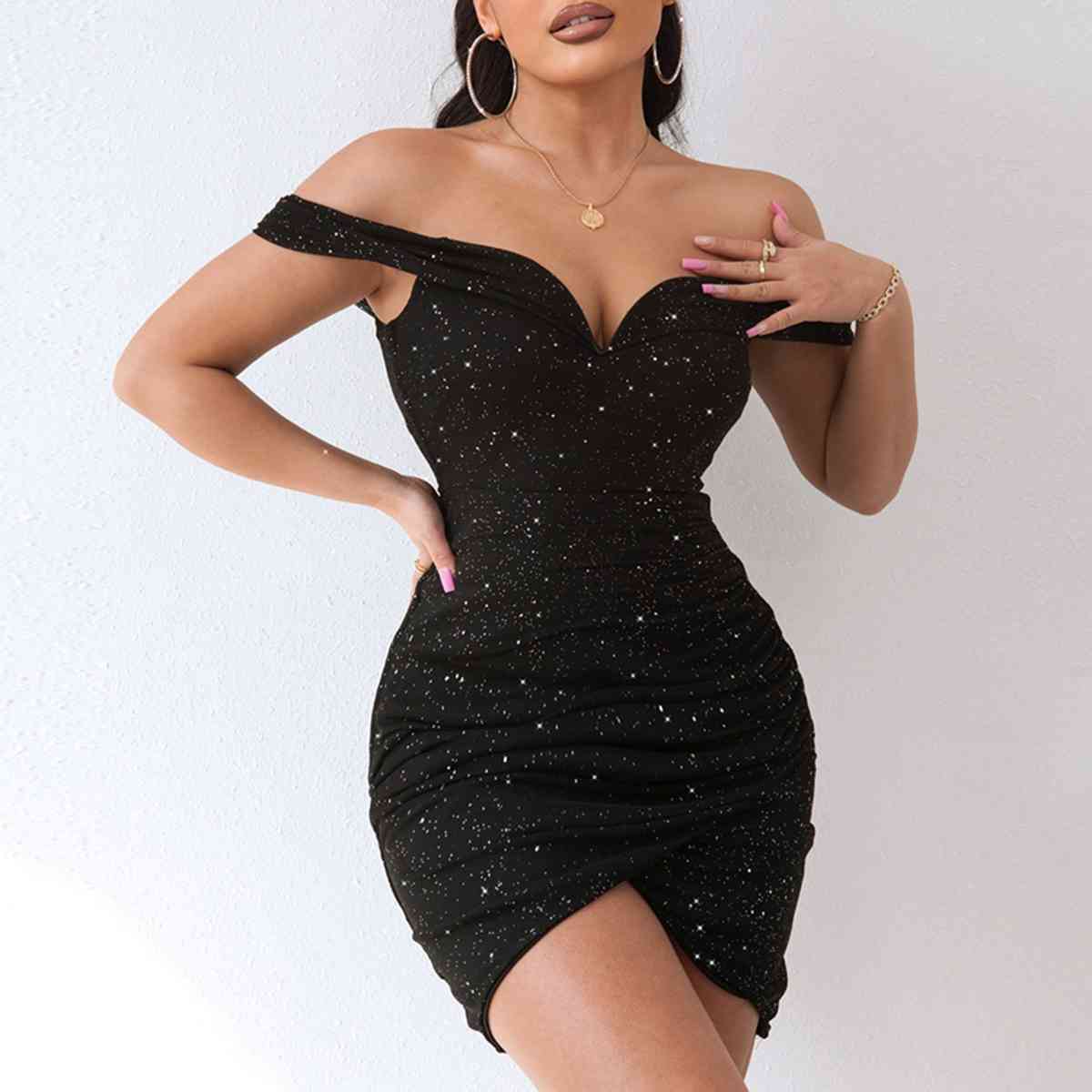 Sequin Off-Shoulder Mini Dress | Sugarz Chique Boutique