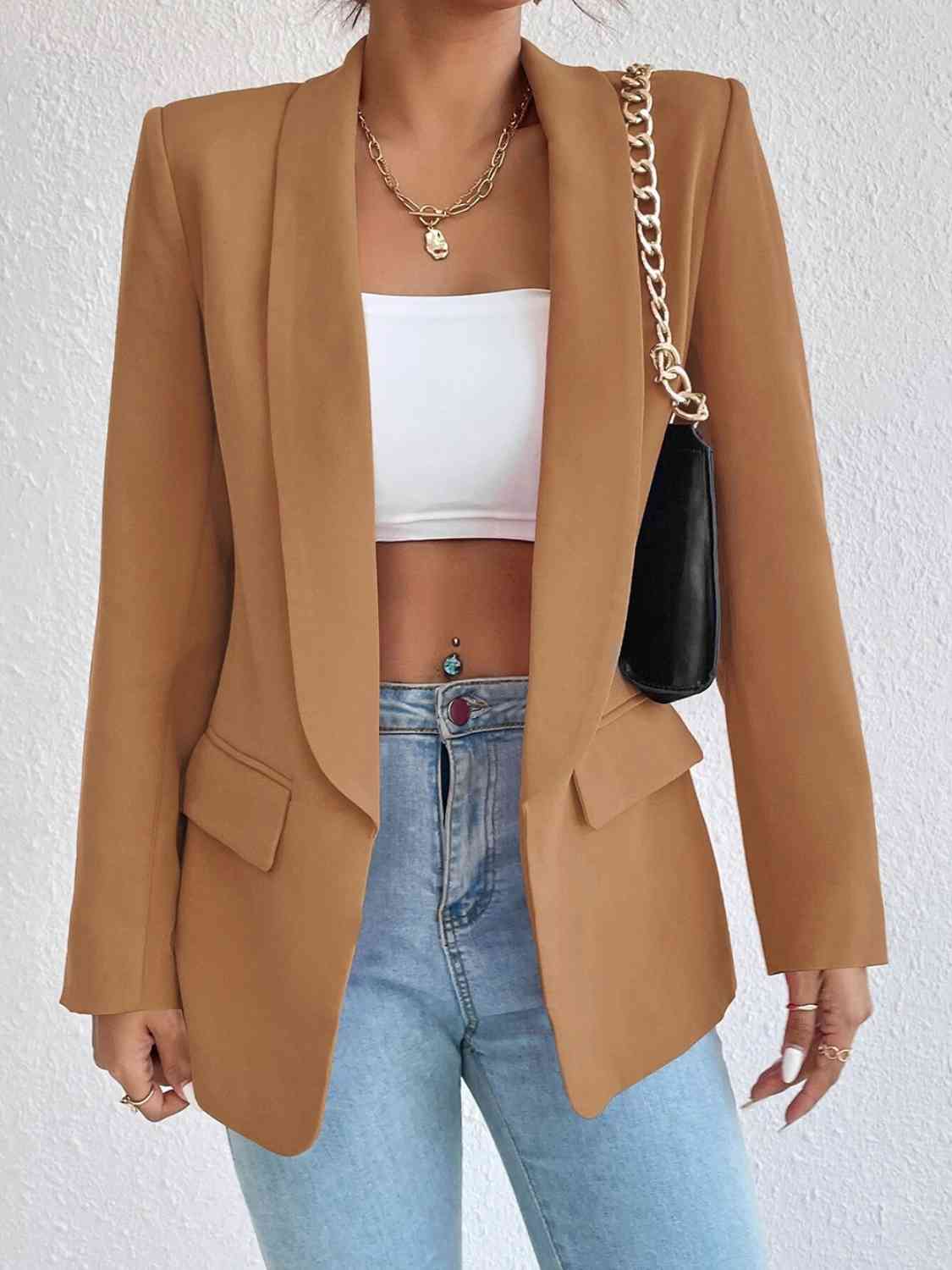 Shawl Collar Long Sleeve Blazer | Sugarz Chique Boutique