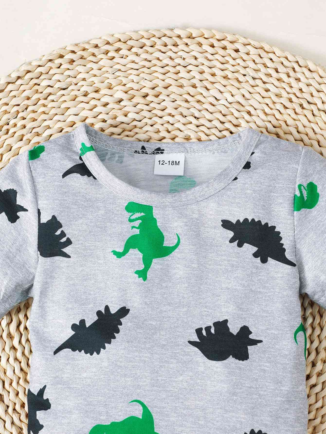 Dinosaur Print Round Neck Tee | Sugarz Chique Boutique