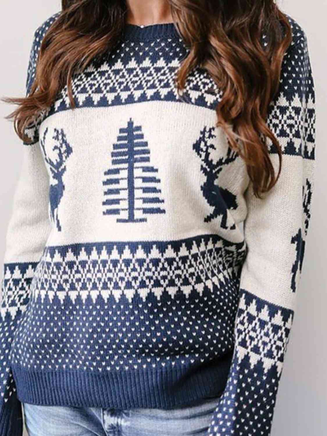 Christmas Theme Round Neck Sweater | Sugarz Chique Boutique