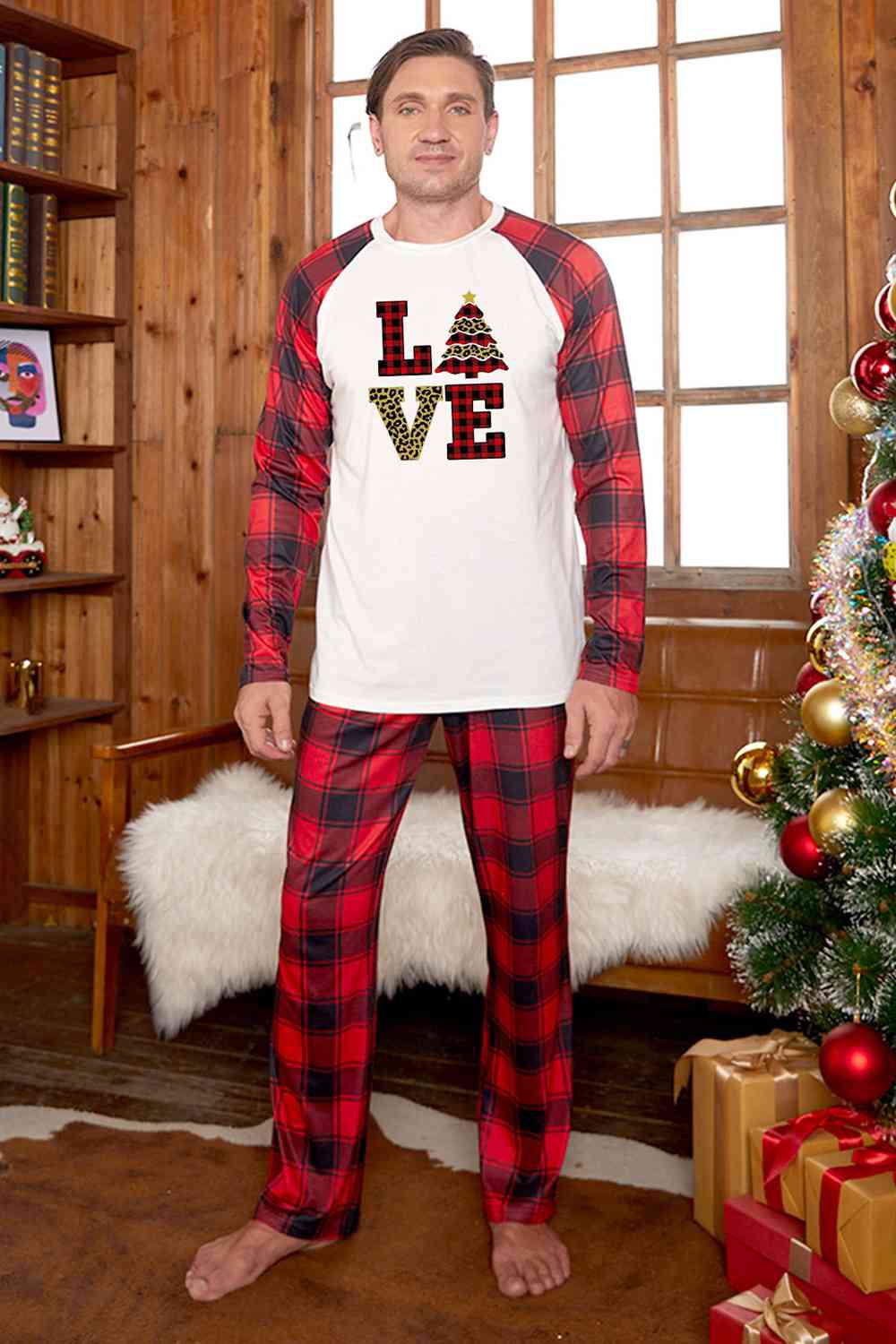 LOVE Graphic Top and Plaid Pants Set | Sugarz Chique Boutique
