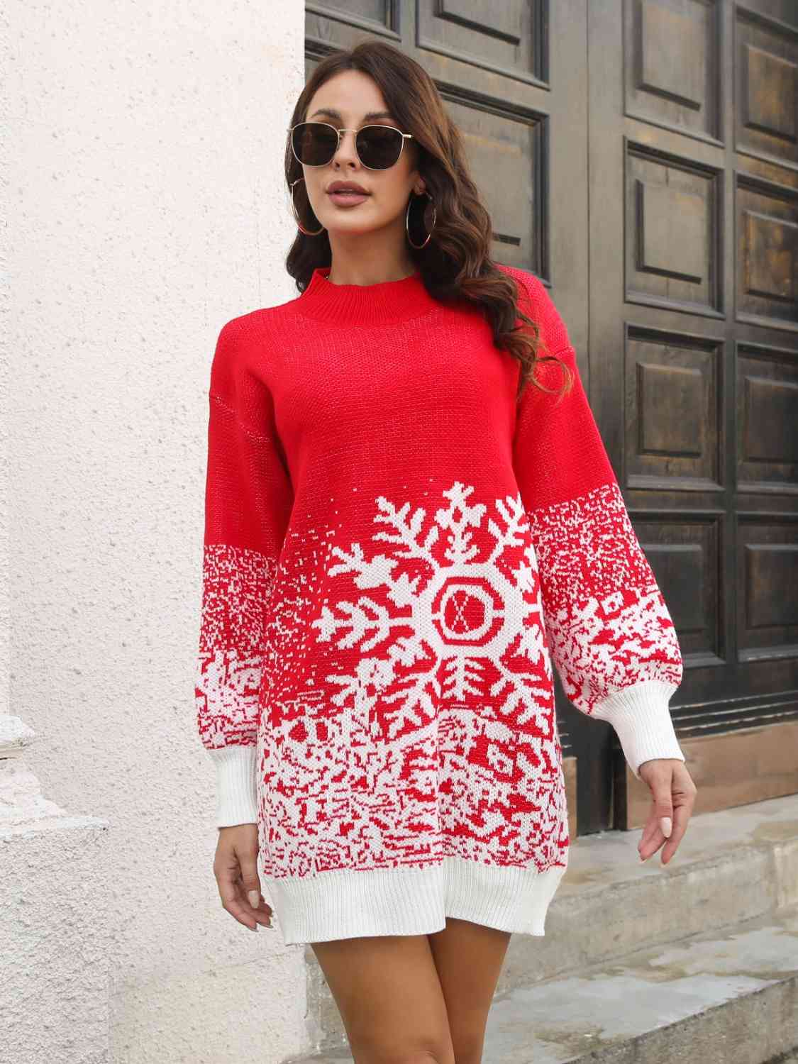 Snowflake Pattern Sweater Dress | Sugarz Chique Boutique