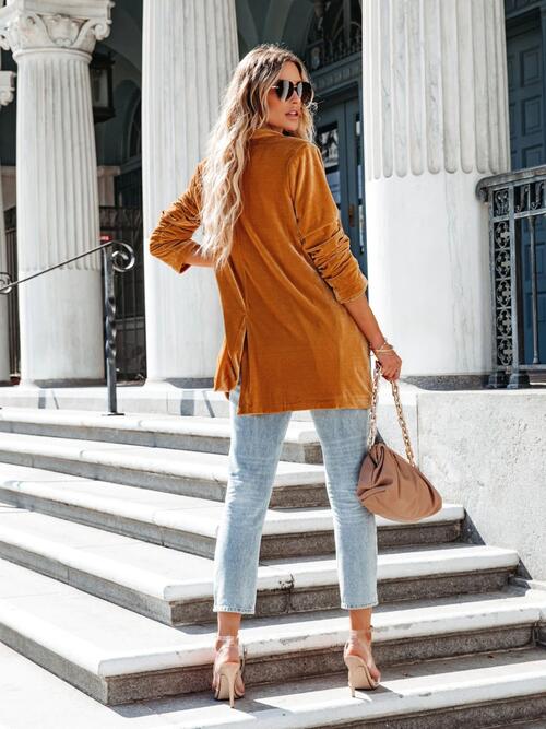 Button Up Long Sleeve Blazer with Pocket | Sugarz Chique Boutique