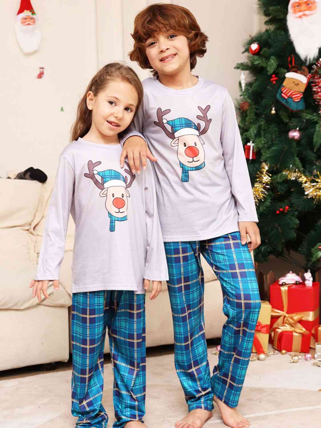 Rudolph Graphic Long Sleeve Top and Plaid Pants Set | Sugarz Chique Boutique